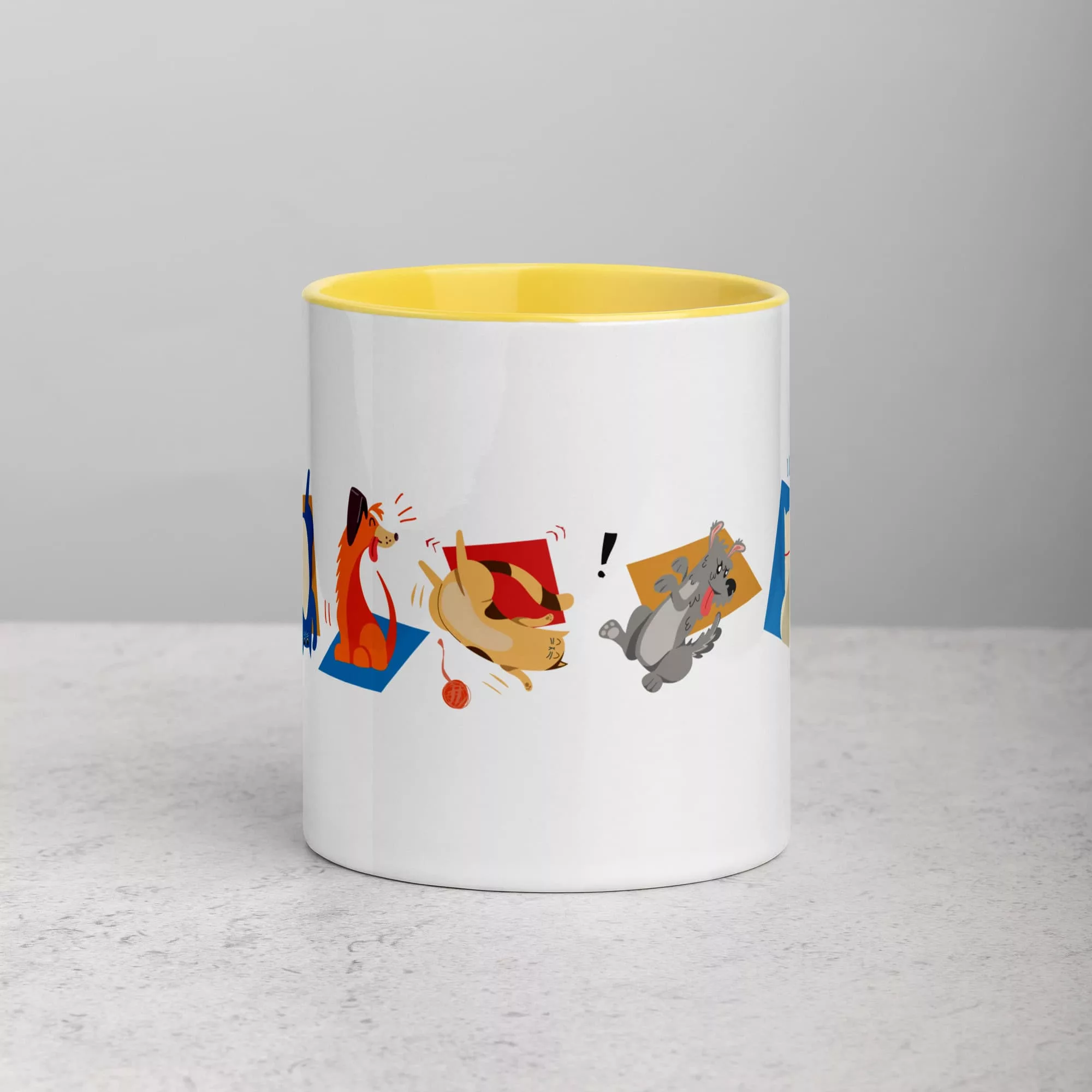 taza animales color interior amarillo 11oz front | Supertazas