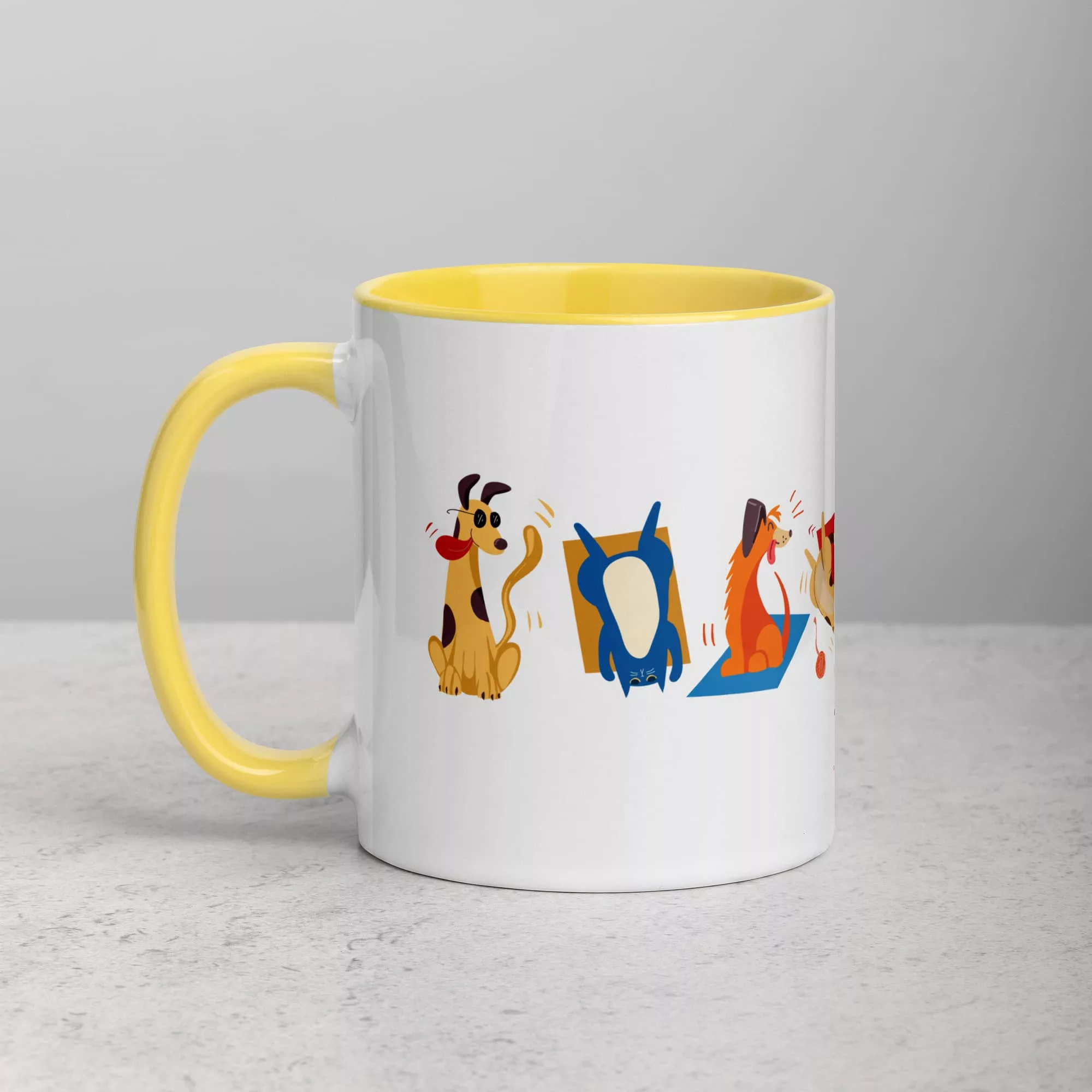 taza animales color interior amarillo 11oz left | Supertazas