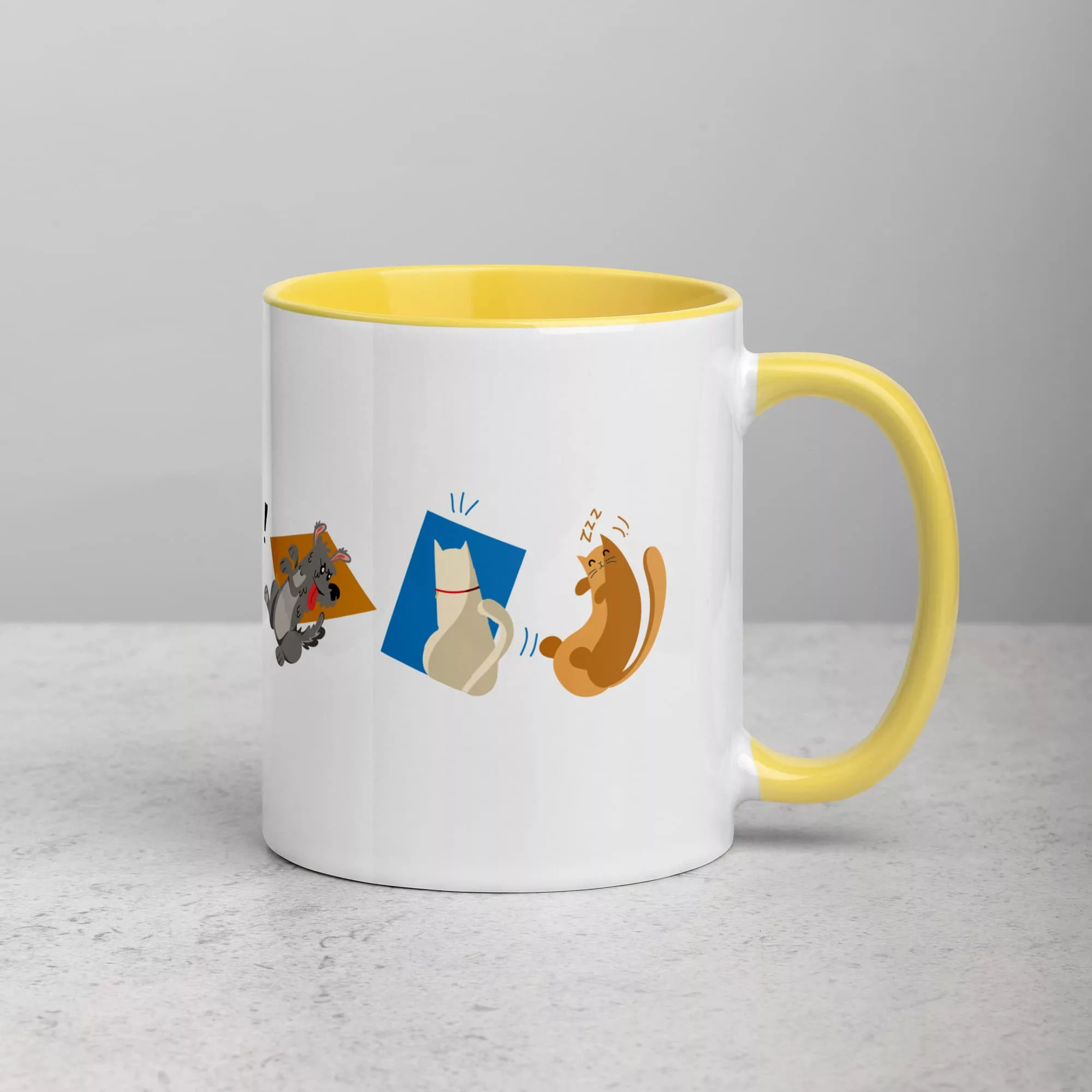 taza animales color interior amarillo 11oz right | Supertazas