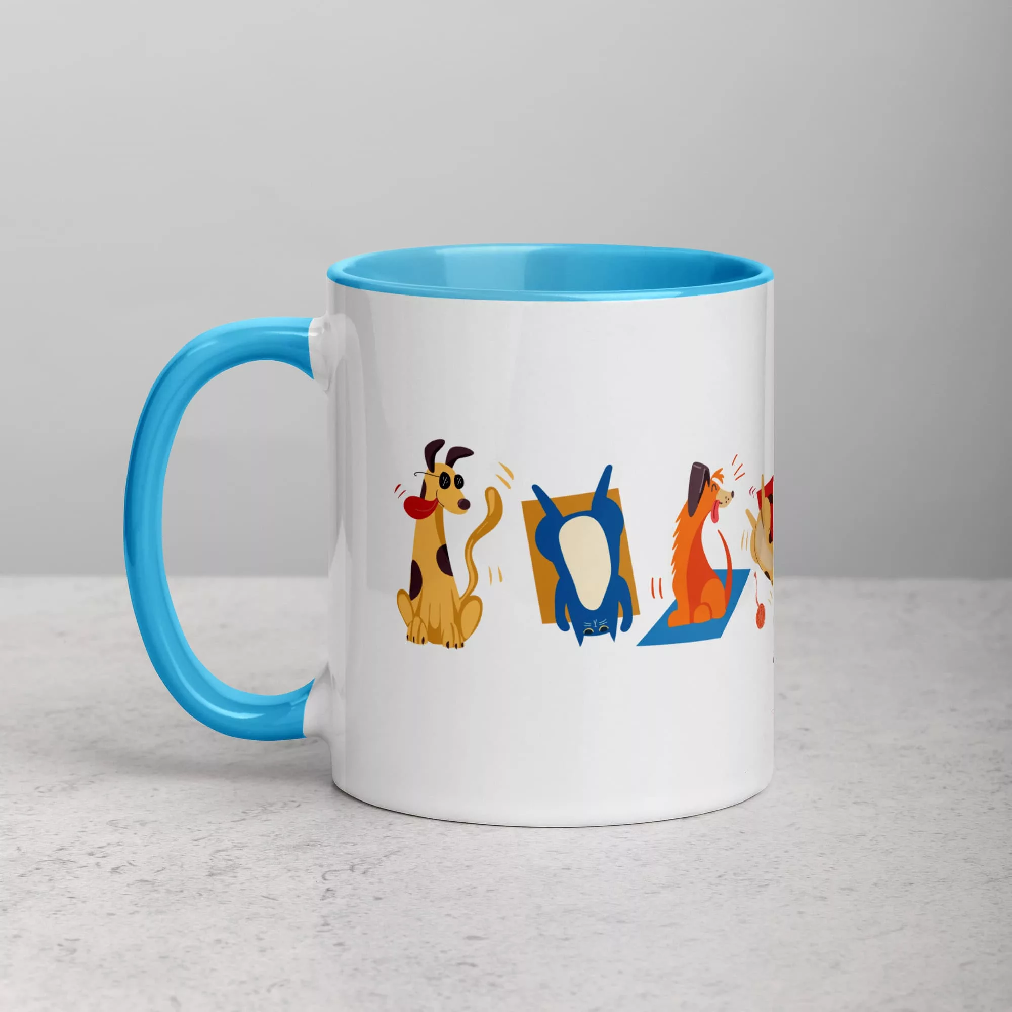 taza animales color interior azul 11oz left | Supertazas