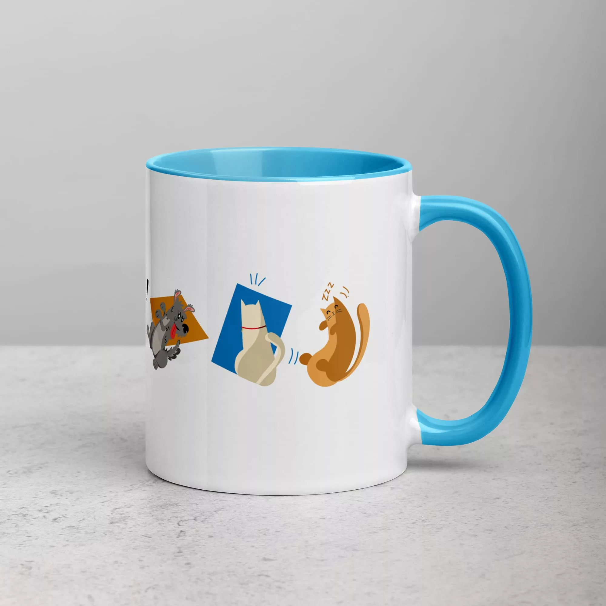 taza animales color interior azul 11oz right | Supertazas