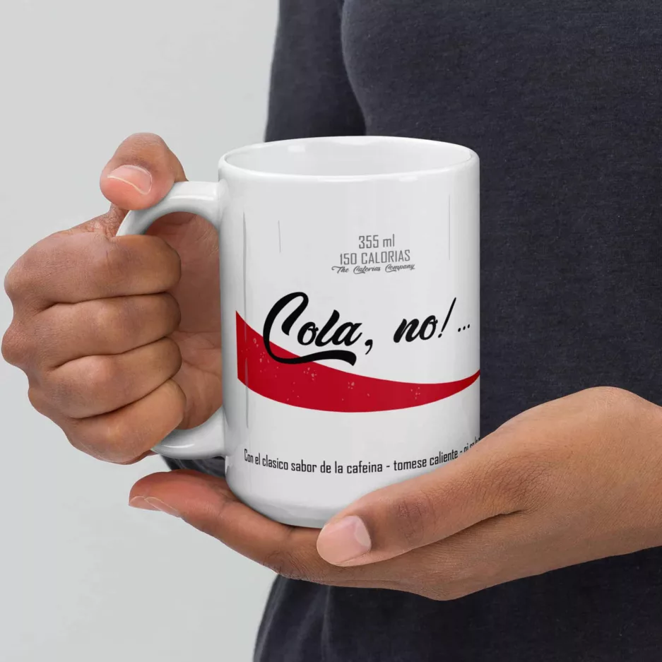 taza cola no cafe siuu blanca brillante blanco 15oz left | Supertazas
