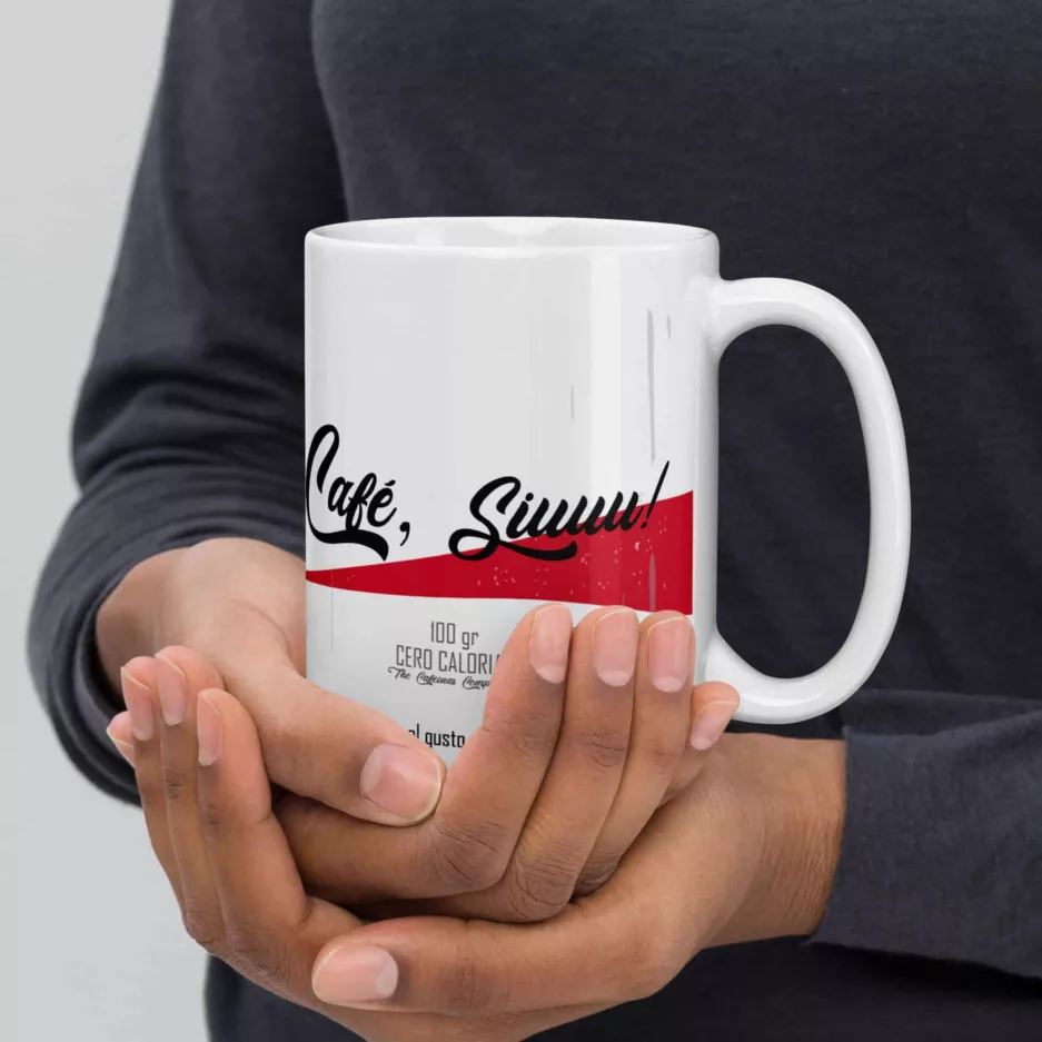 taza cola no cafe siuu blanca brillante blanco 15oz right | Supertazas