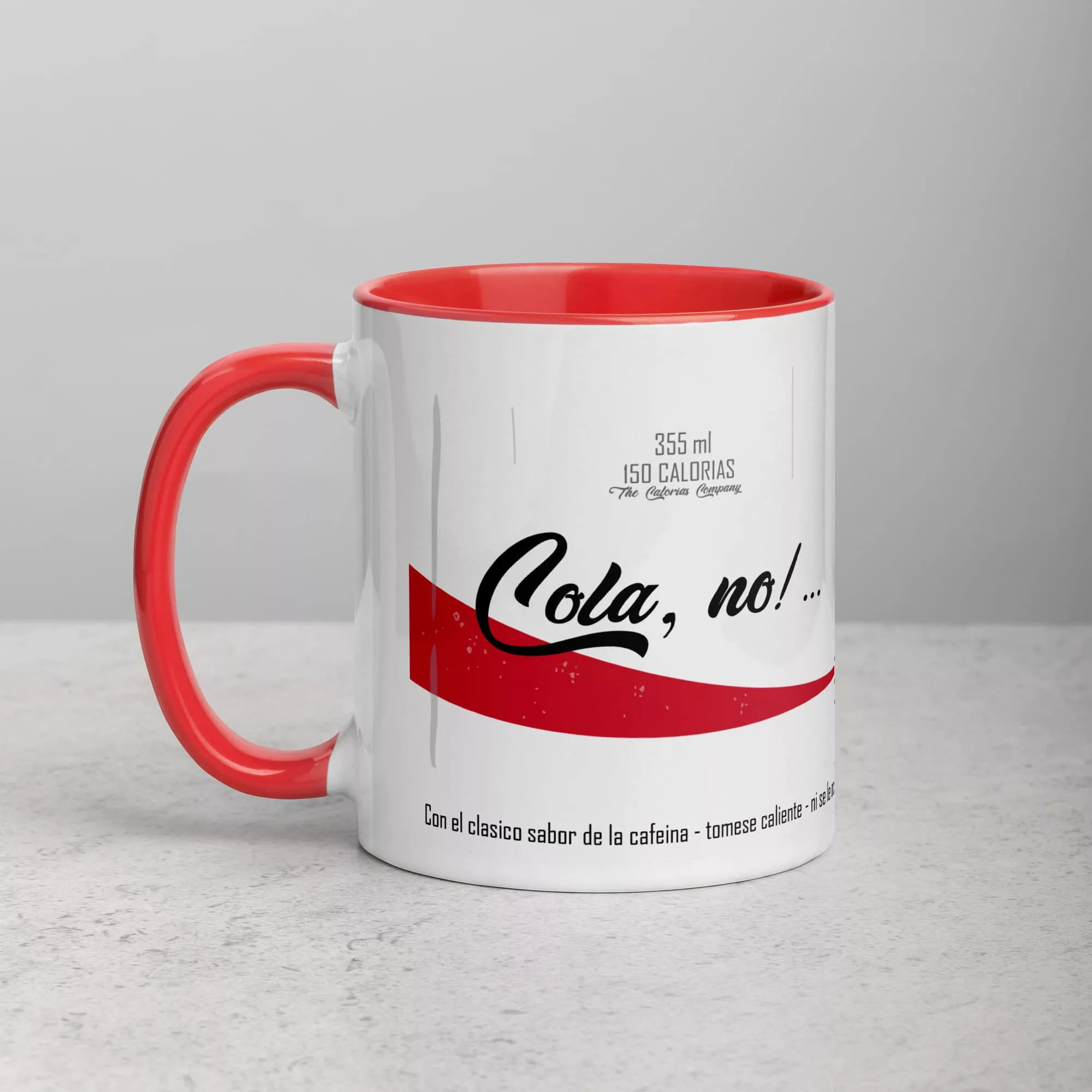 taza cola no cafe siuu color interior rojo 11oz left | Supertazas