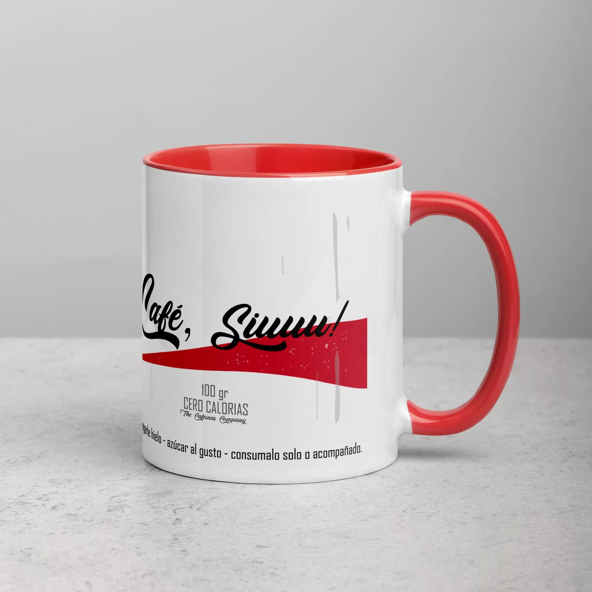 taza cola no cafe siuu color interior rojo 11oz right | Supertazas