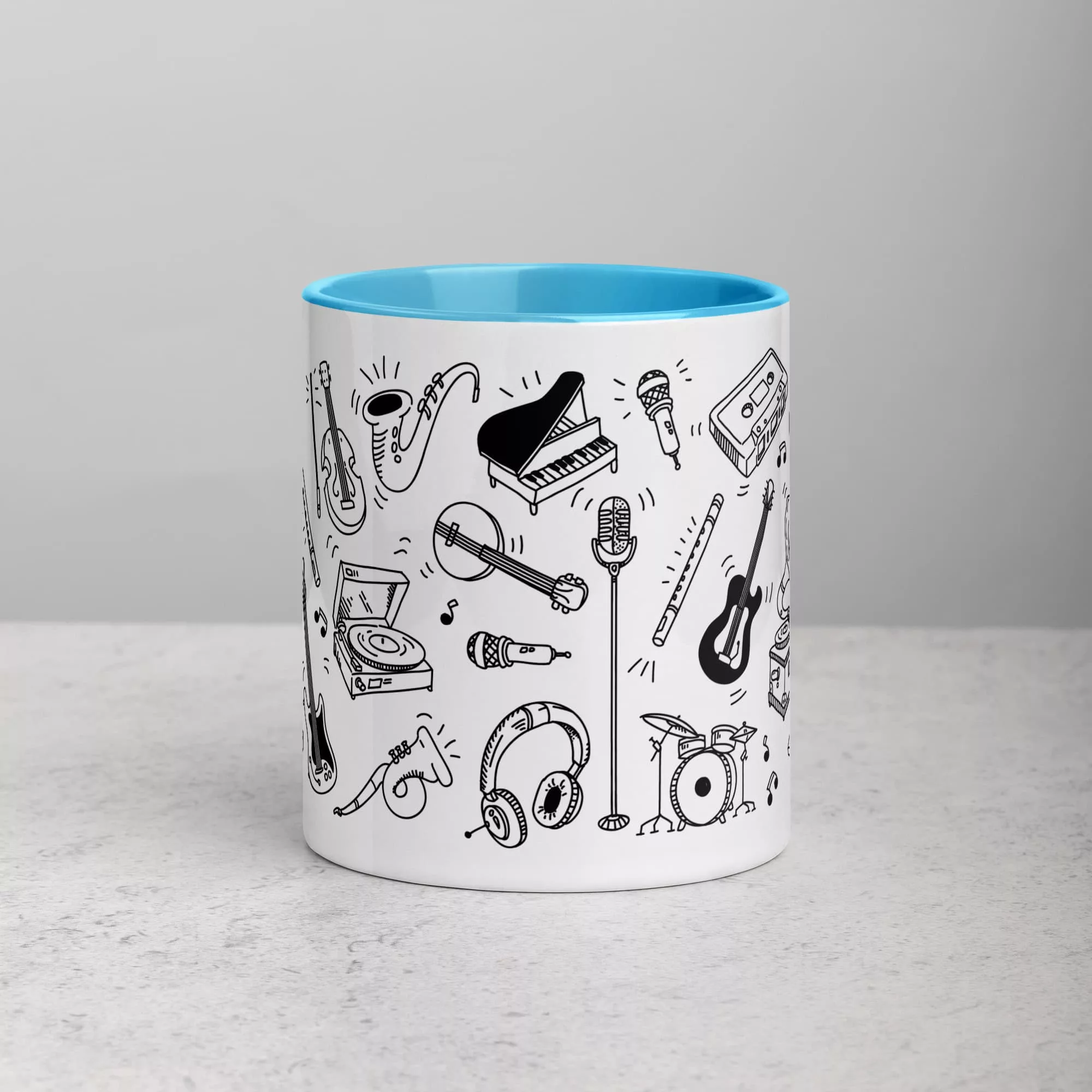 taza instrumentos musicales color interior azul 11oz front | Supertazas
