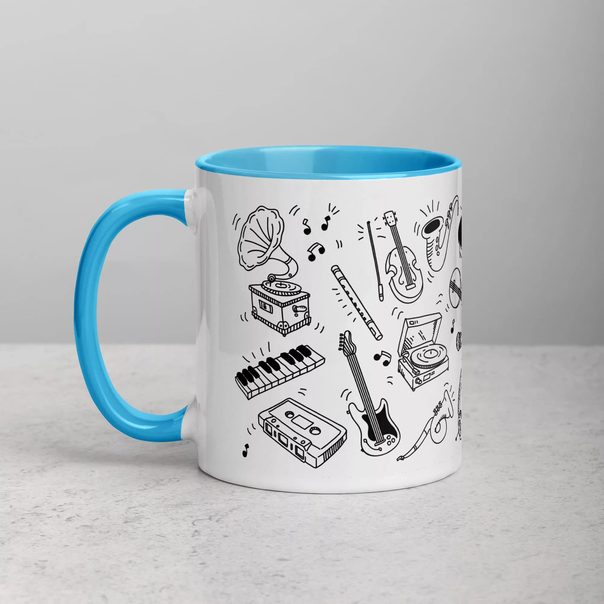 taza instrumentos musicales color interior azul 11oz left | Supertazas