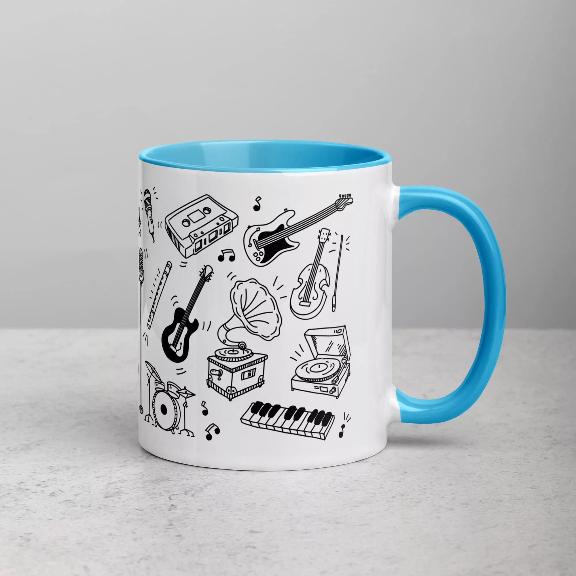 taza instrumentos musicales color interior azul 11oz right | Supertazas