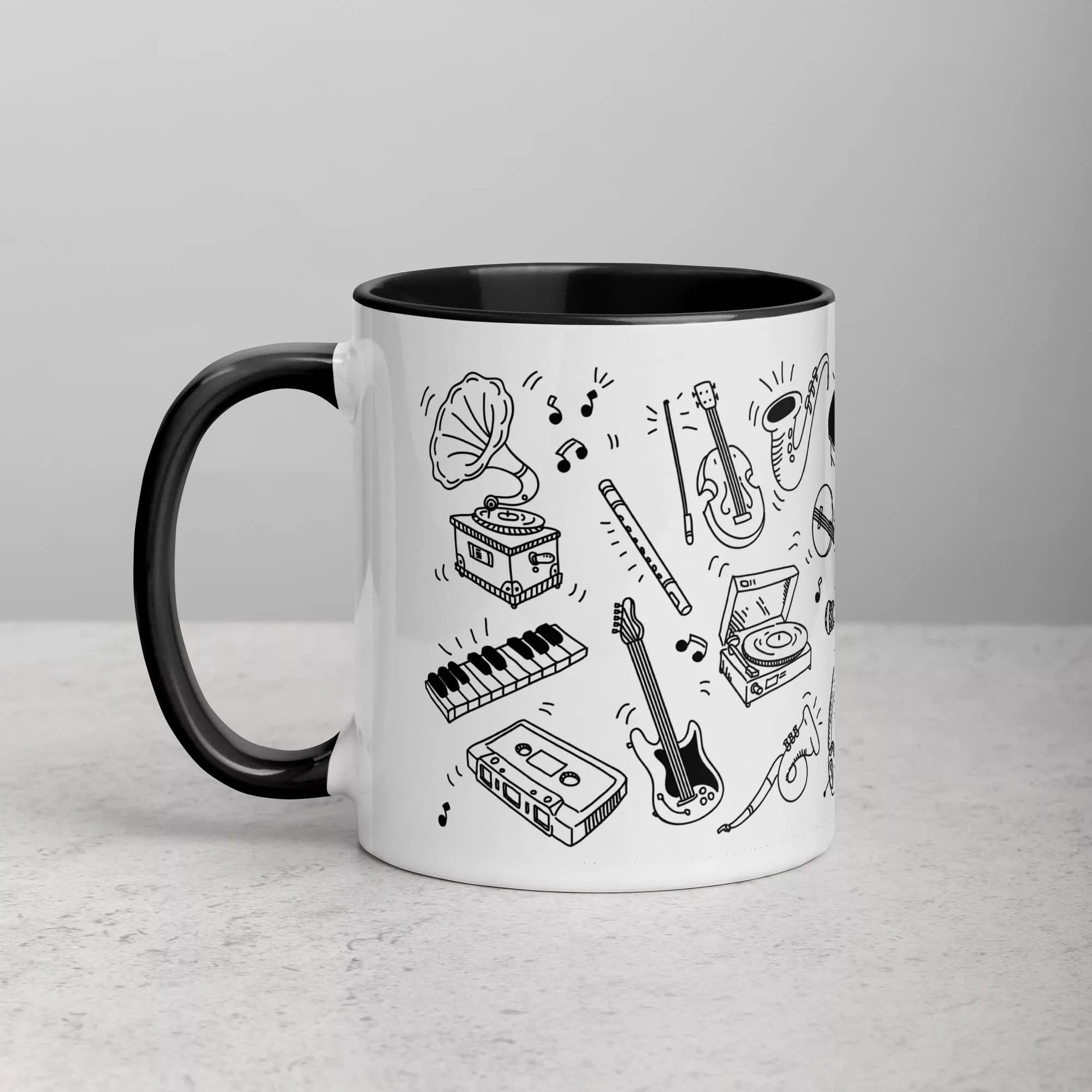 taza instrumentos musicales color interior negro 11oz left | Supertazas