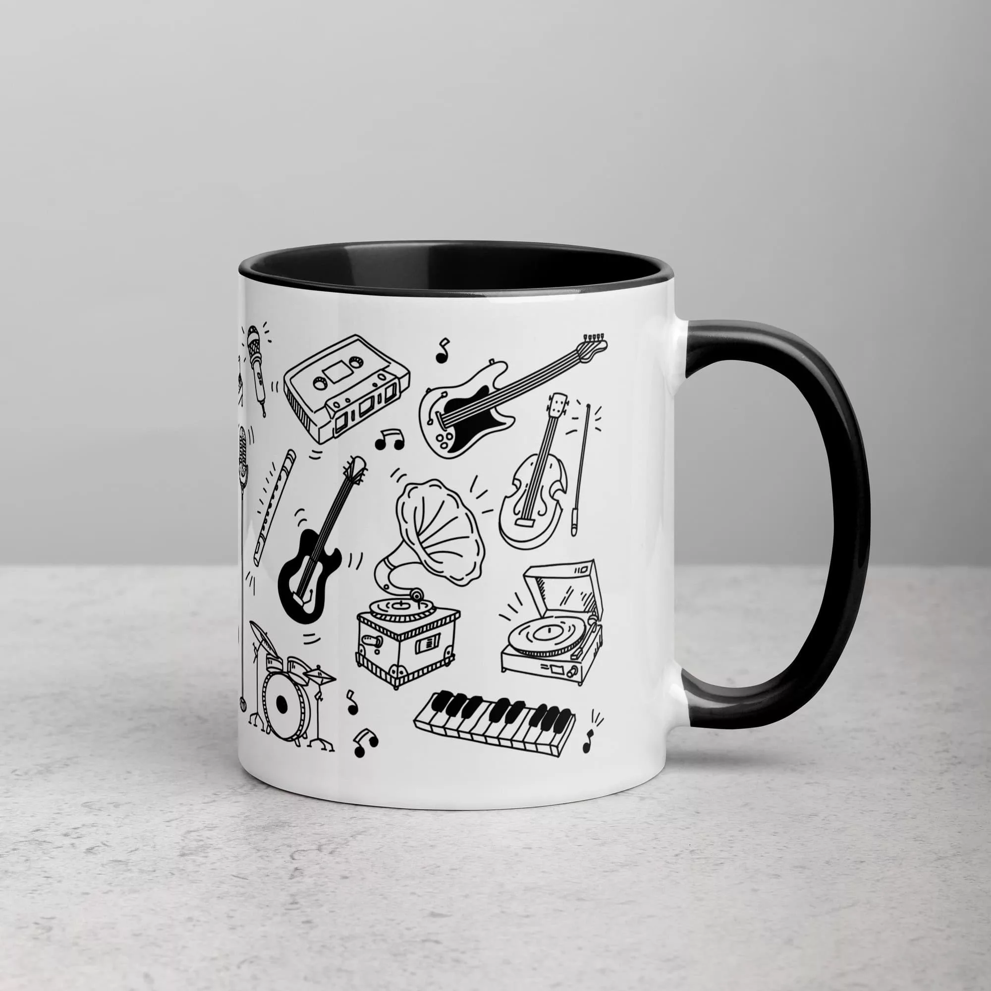 taza instrumentos musicales color interior negro 11oz right | Supertazas