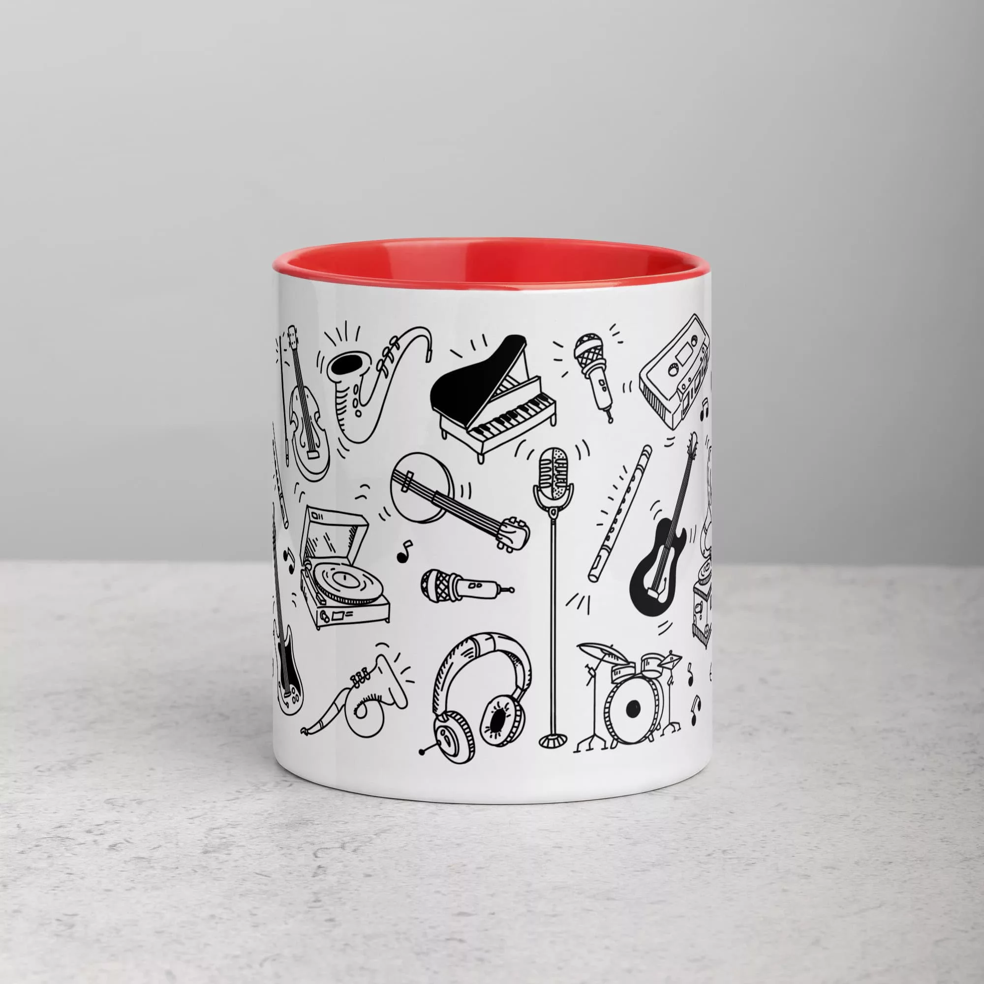 taza instrumentos musicales color interior rojo 11oz front | Supertazas