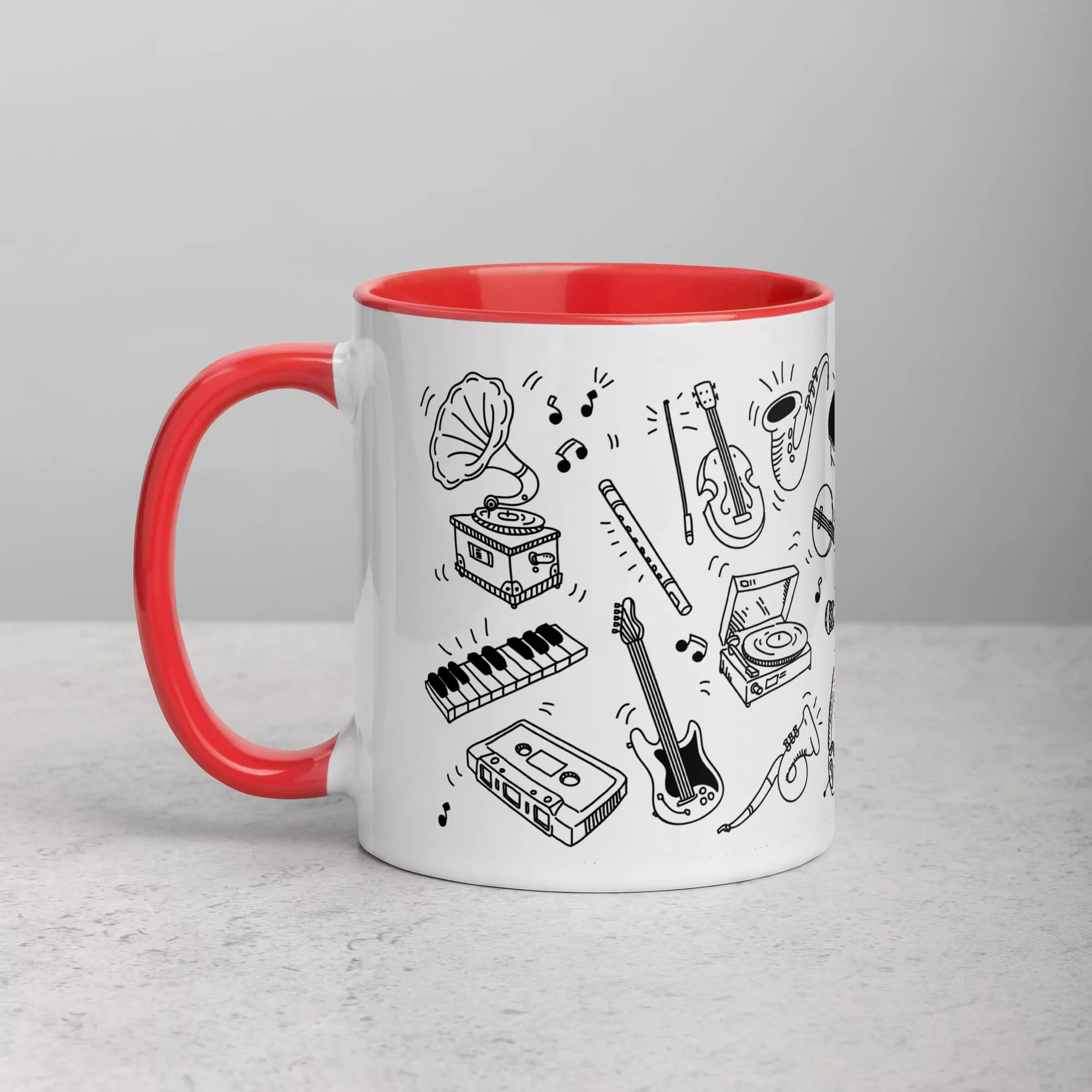 taza instrumentos musicales color interior rojo 11oz left | Supertazas