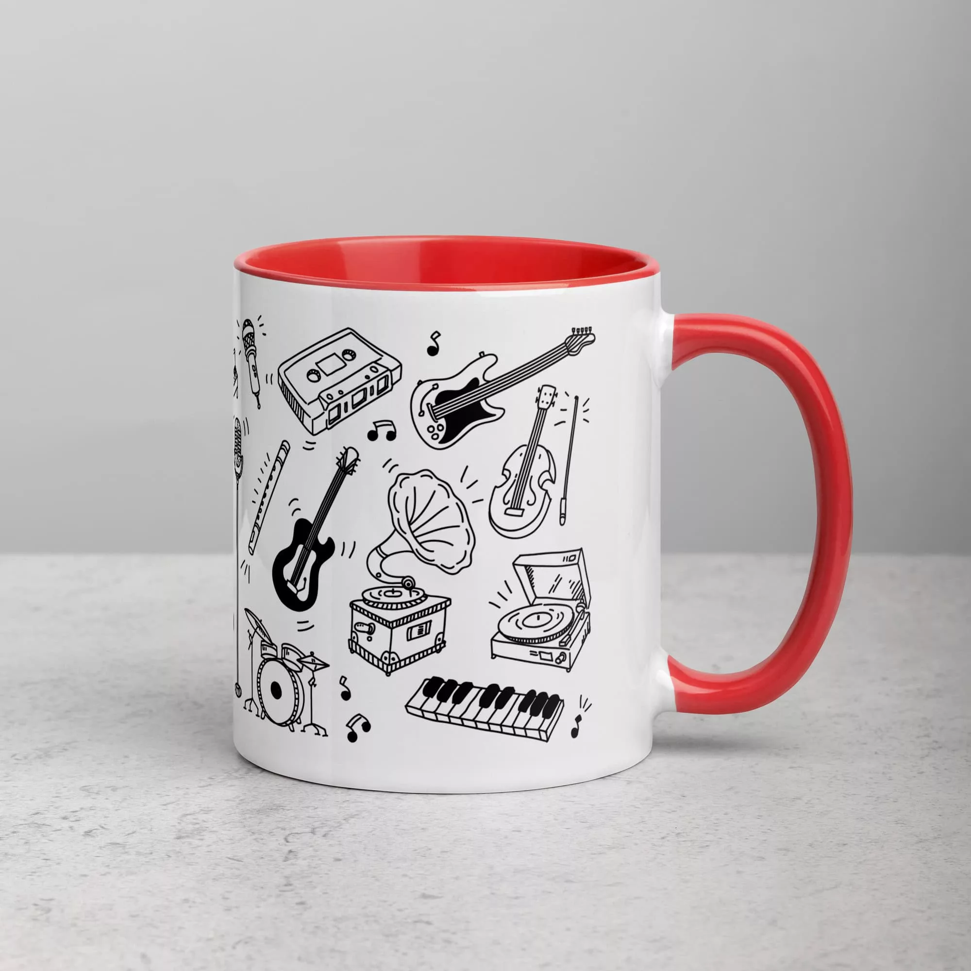 taza instrumentos musicales color interior rojo 11oz right | Supertazas