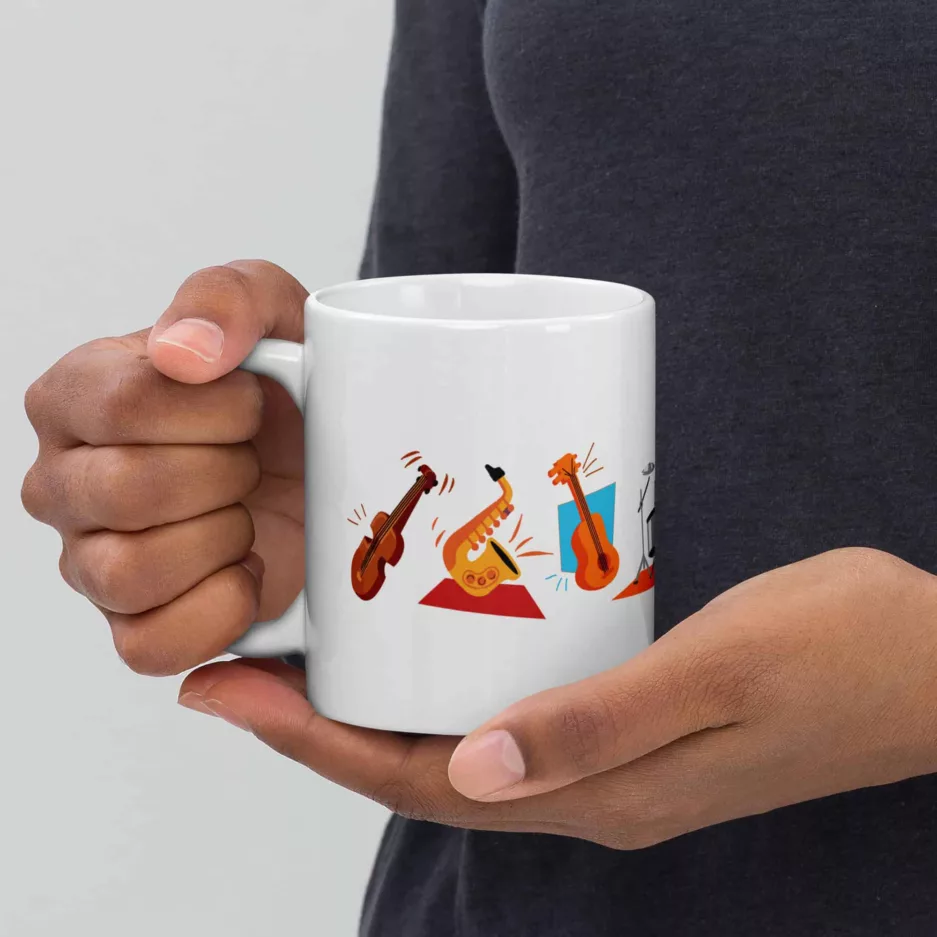 Taza Instrumentos Blanca Brillante Blanco 11Oz Left - Supertazas taza instrumentos blanca brillante blanco 11oz left | Supertazas