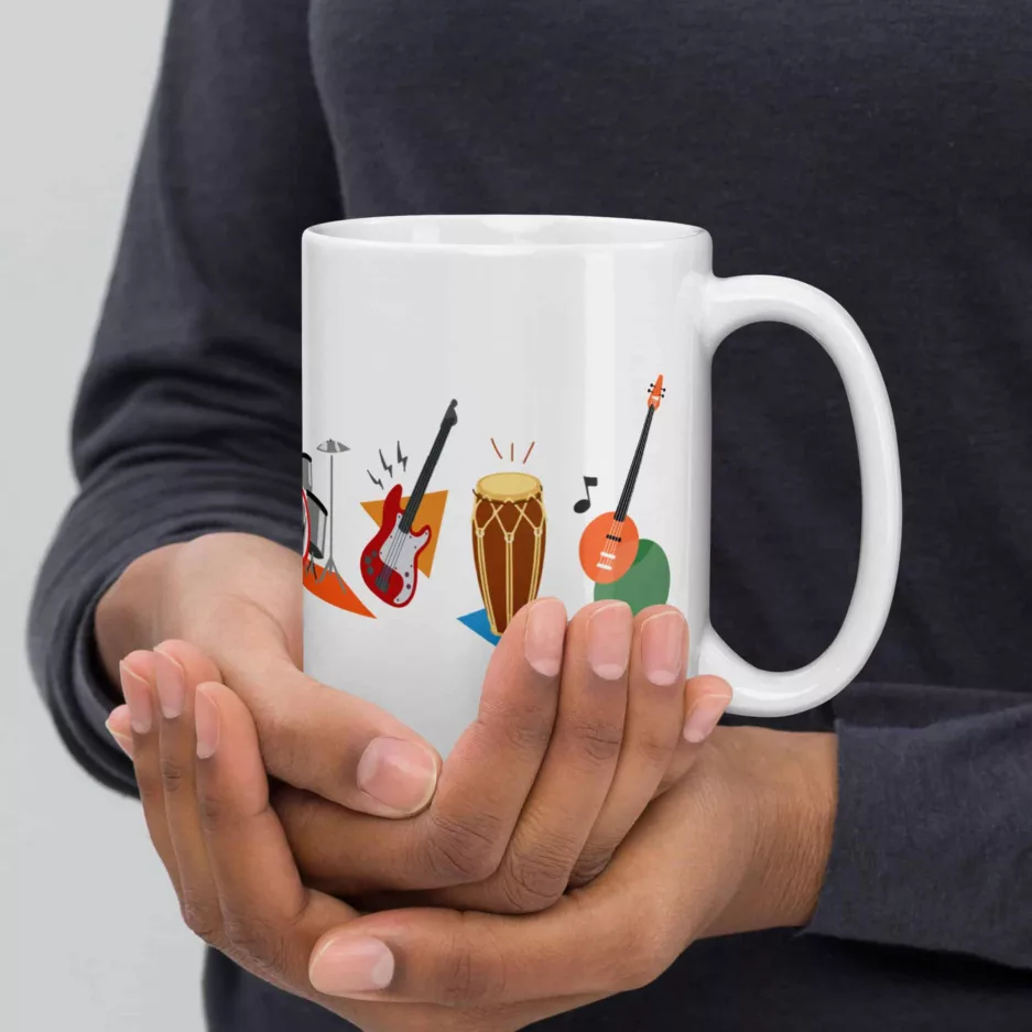 Taza Instrumentos Blanca Brillante Blanco 15Oz Right - Supertazas taza instrumentos blanca brillante blanco 15oz right | Supertazas