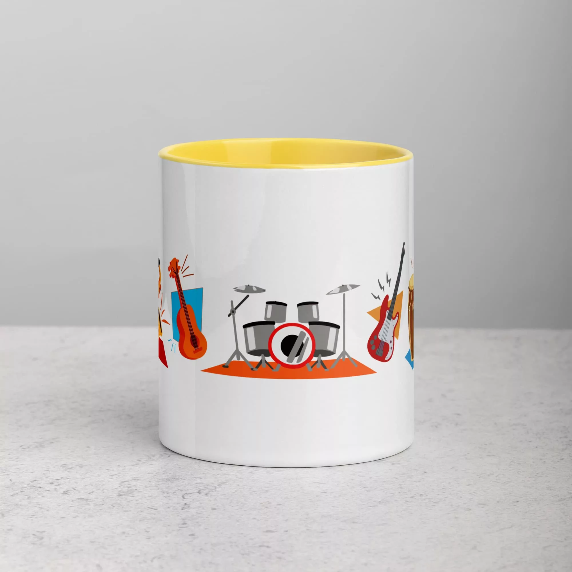 taza instrumentos color interior amarillo 11oz front | Supertazas