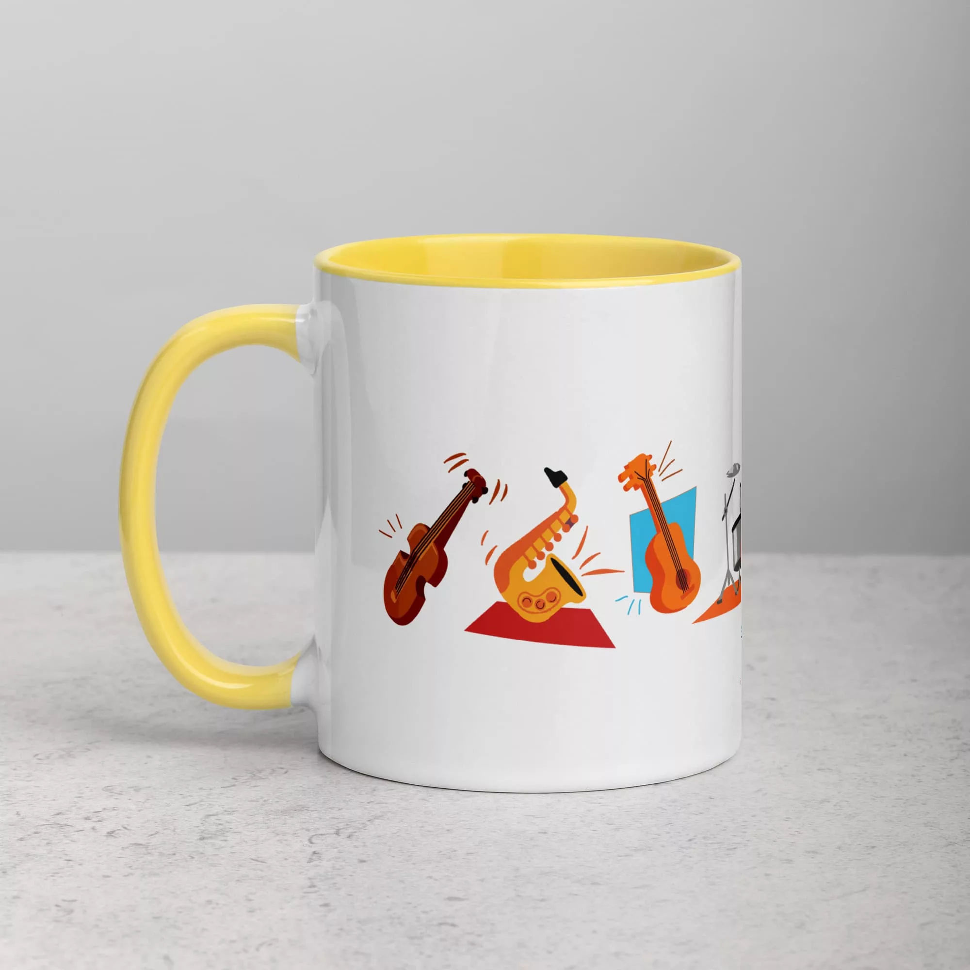 taza instrumentos color interior amarillo 11oz left | Supertazas