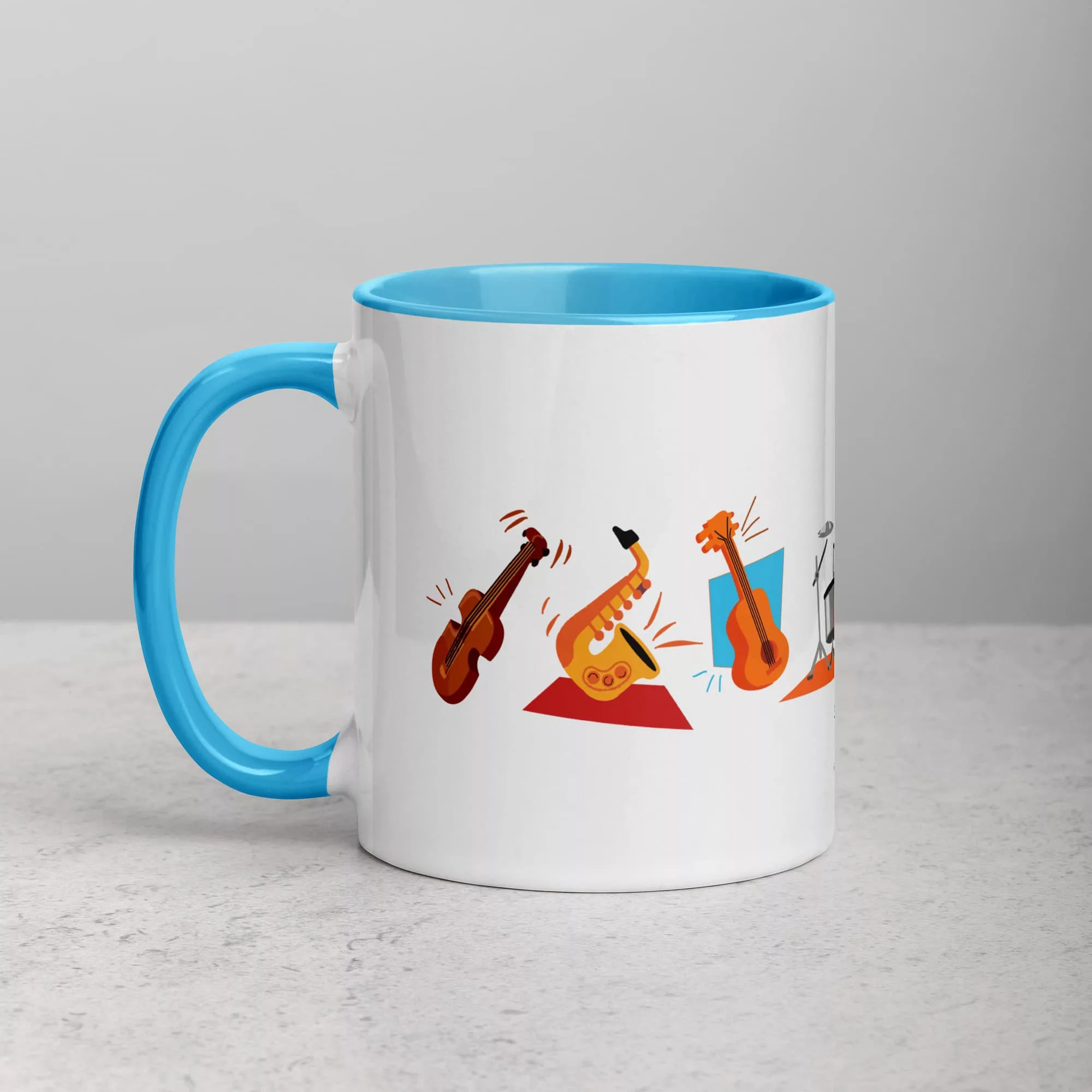 taza instrumentos color interior azul 11oz left | Supertazas
