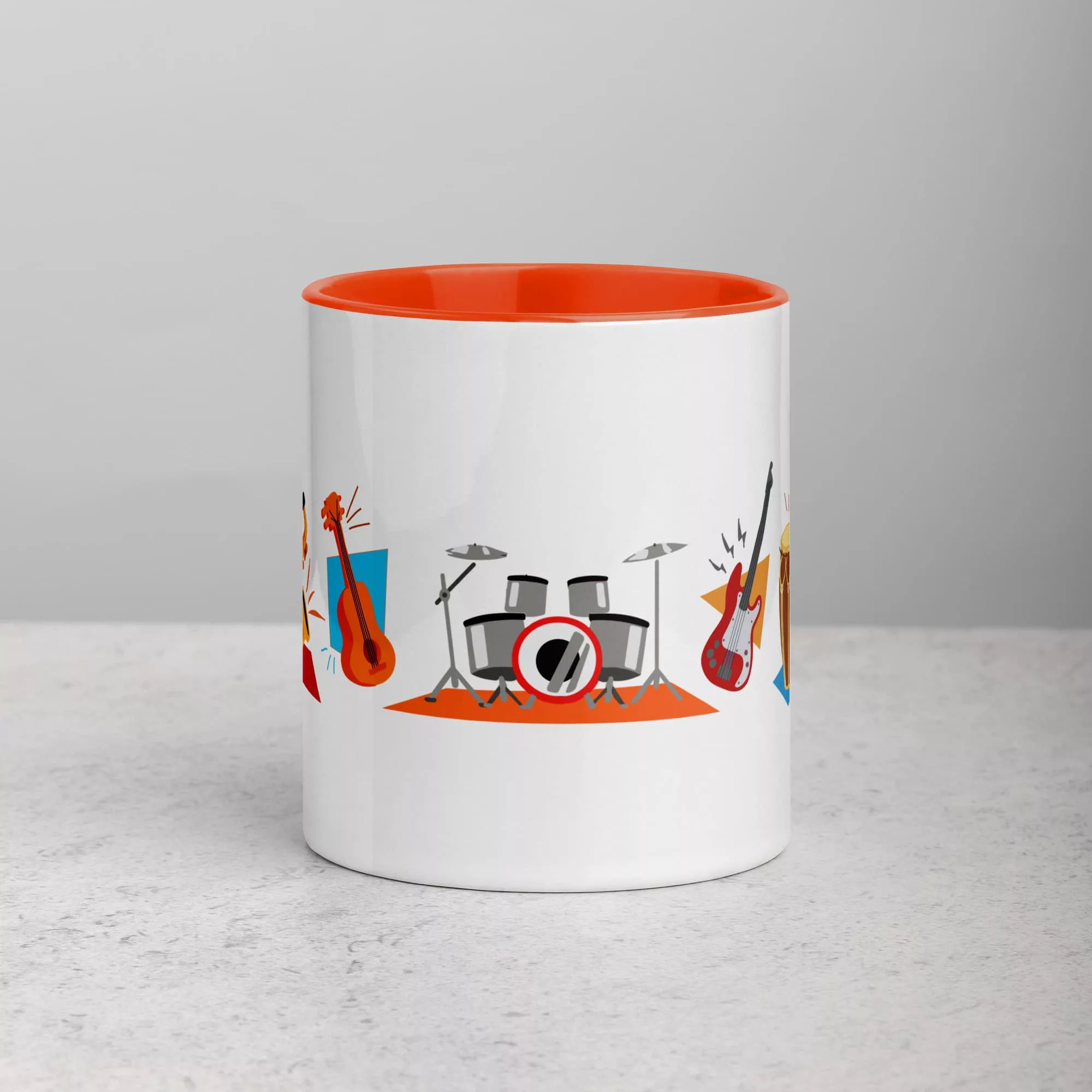 taza instrumentos color interior naranja 11oz front | Supertazas