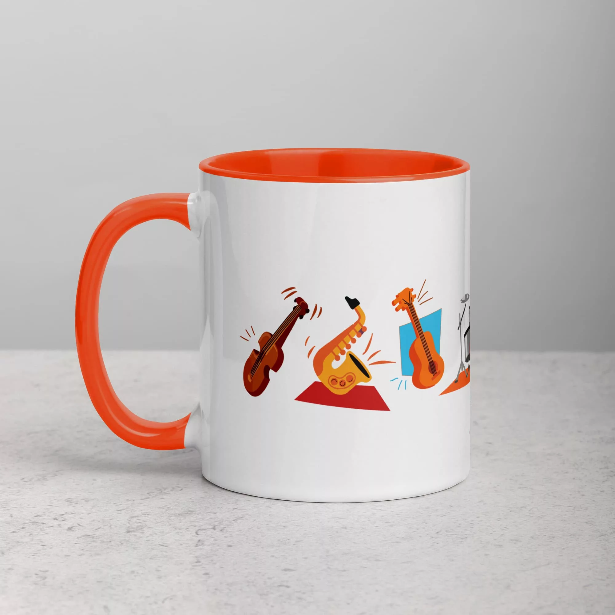 taza instrumentos color interior naranja 11oz left | Supertazas