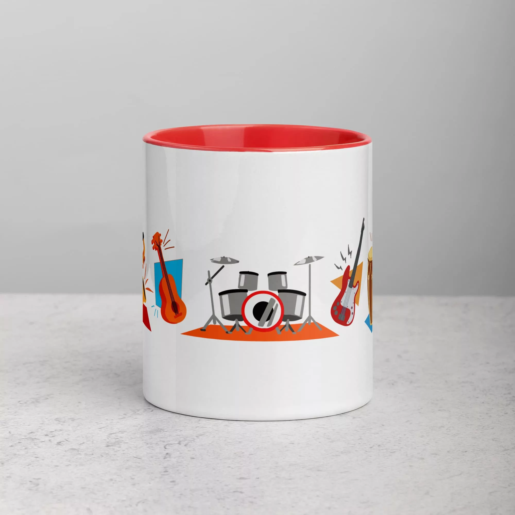taza instrumentos color interior rojo 11oz front | Supertazas