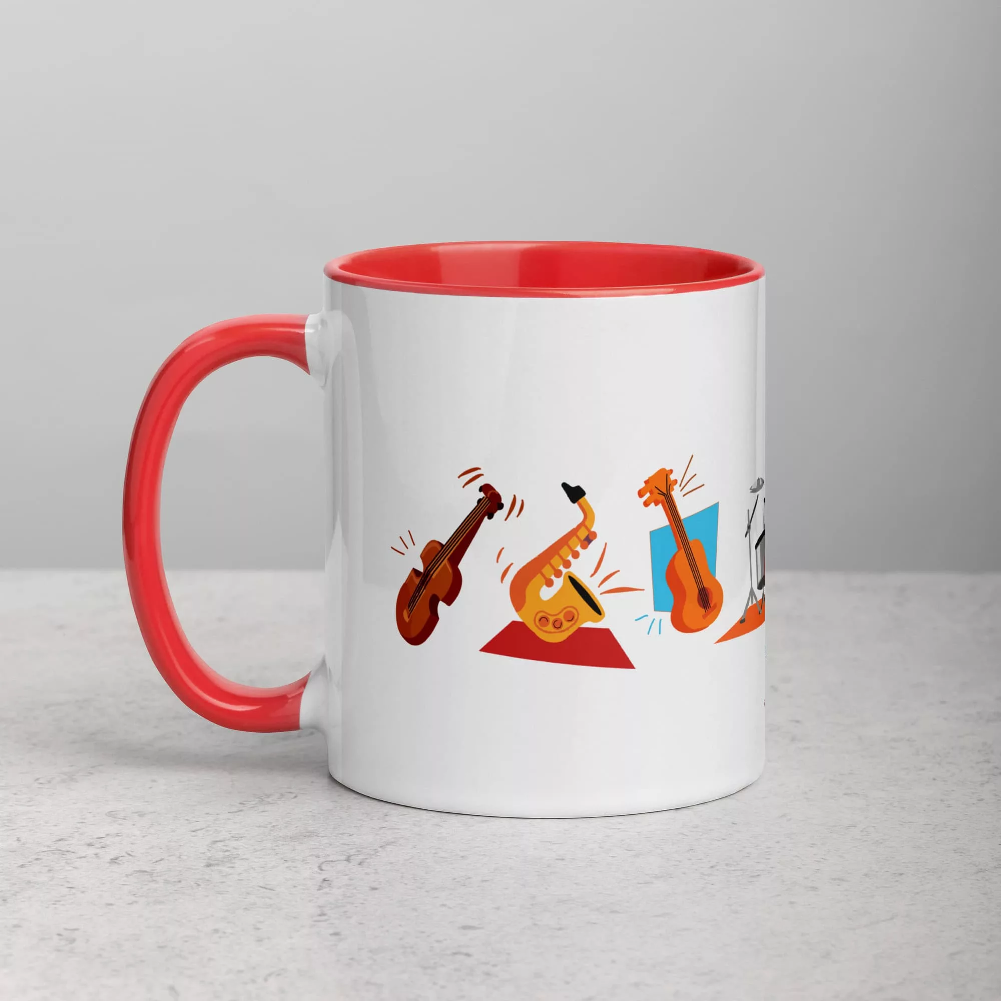 taza instrumentos color interior rojo 11oz left | Supertazas