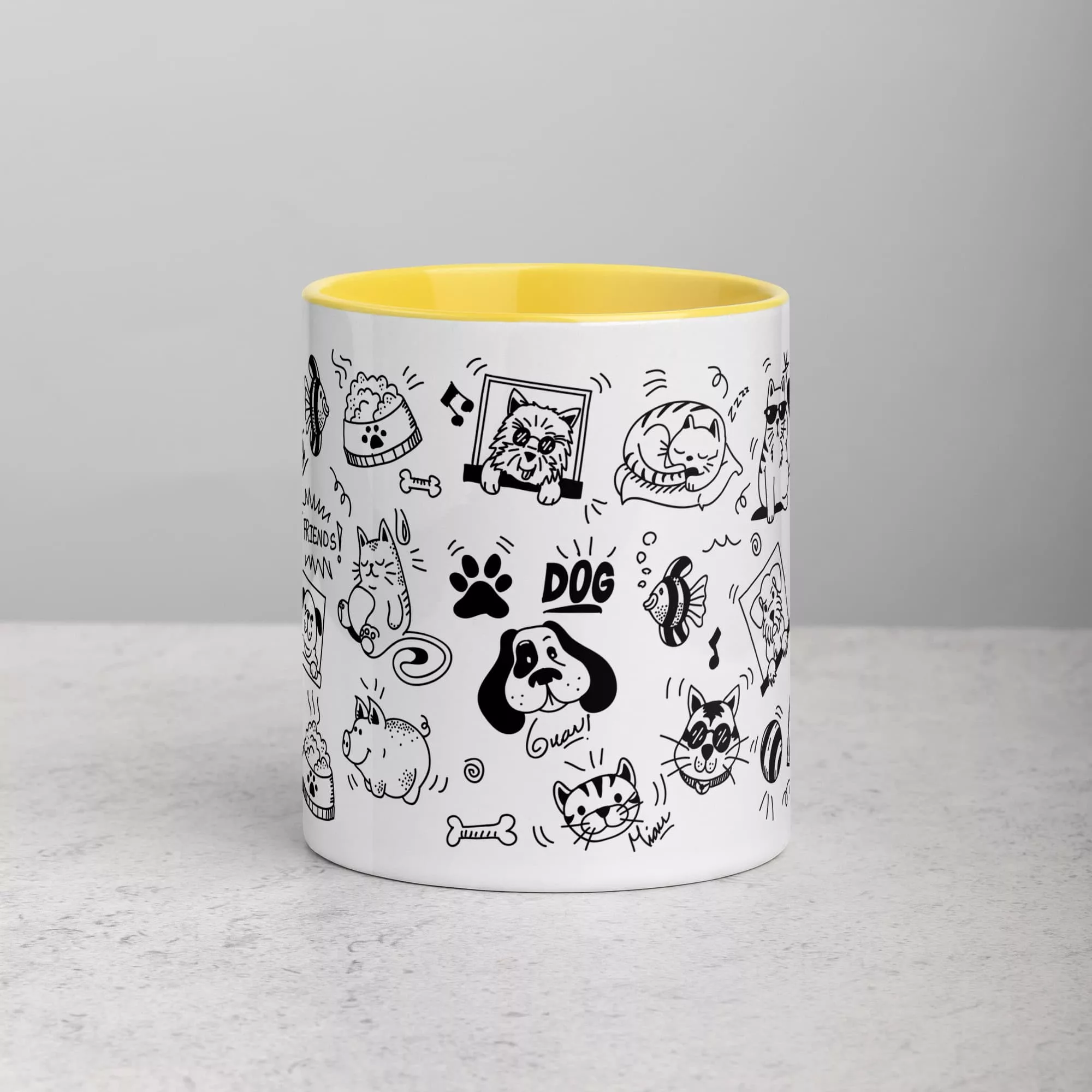 Taza Mascotas Color Interior Amarillo 11Oz Front - Supertazas taza mascotas color interior amarillo 11oz front | Supertazas