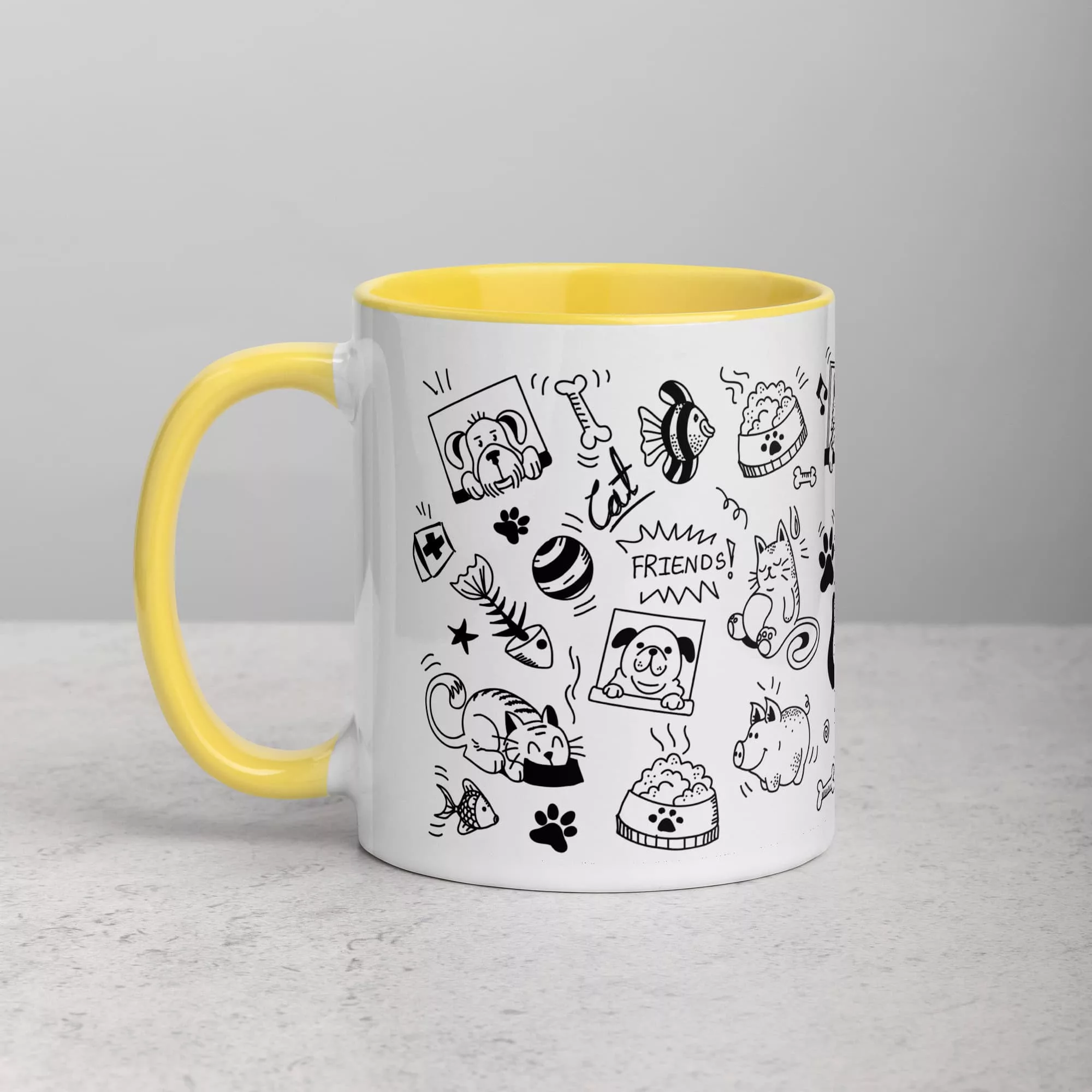 Taza Mascotas Color Interior Amarillo 11Oz Left - Supertazas taza mascotas color interior amarillo 11oz left | Supertazas