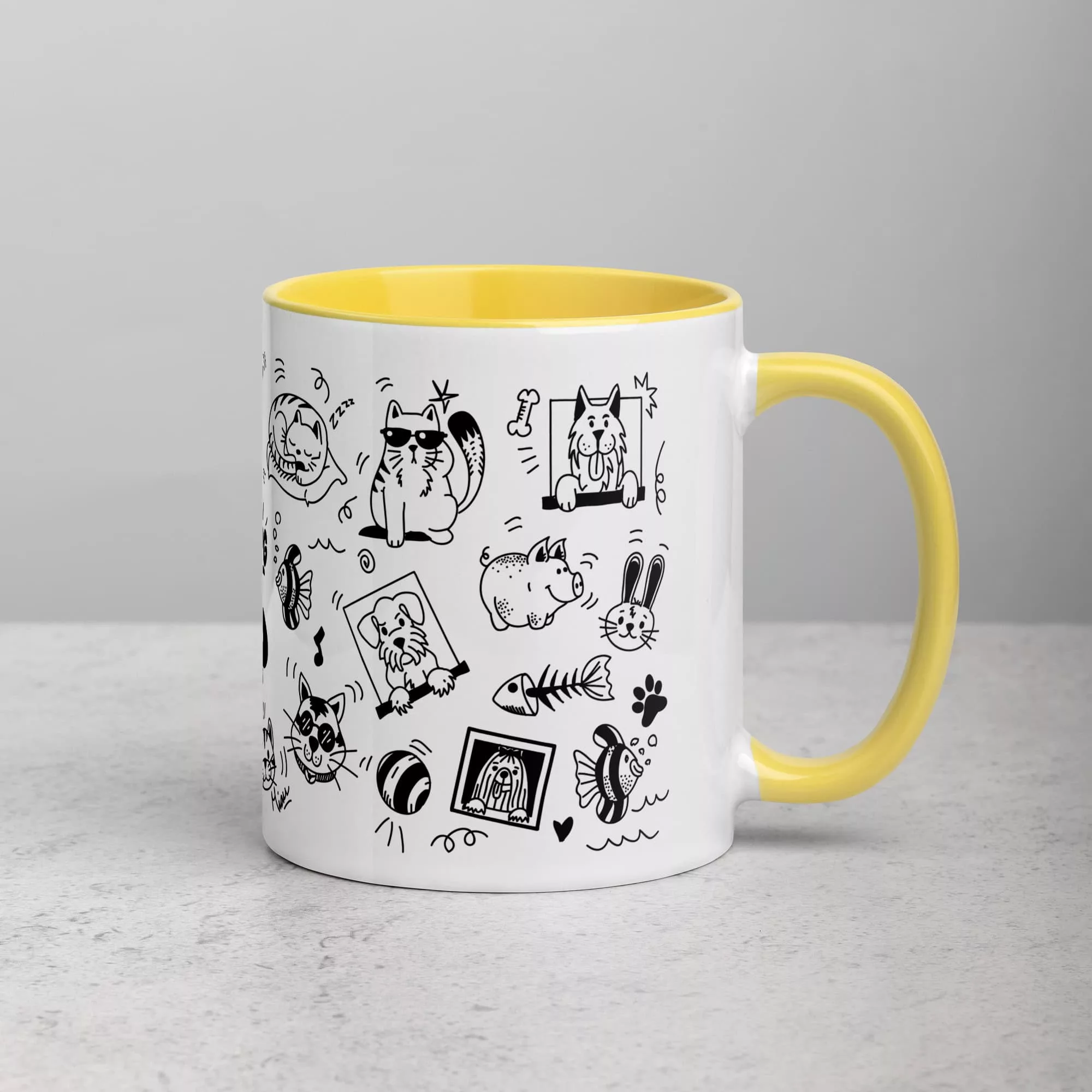 Taza Mascotas Color Interior Amarillo 11Oz Right - Supertazas taza mascotas color interior amarillo 11oz right | Supertazas