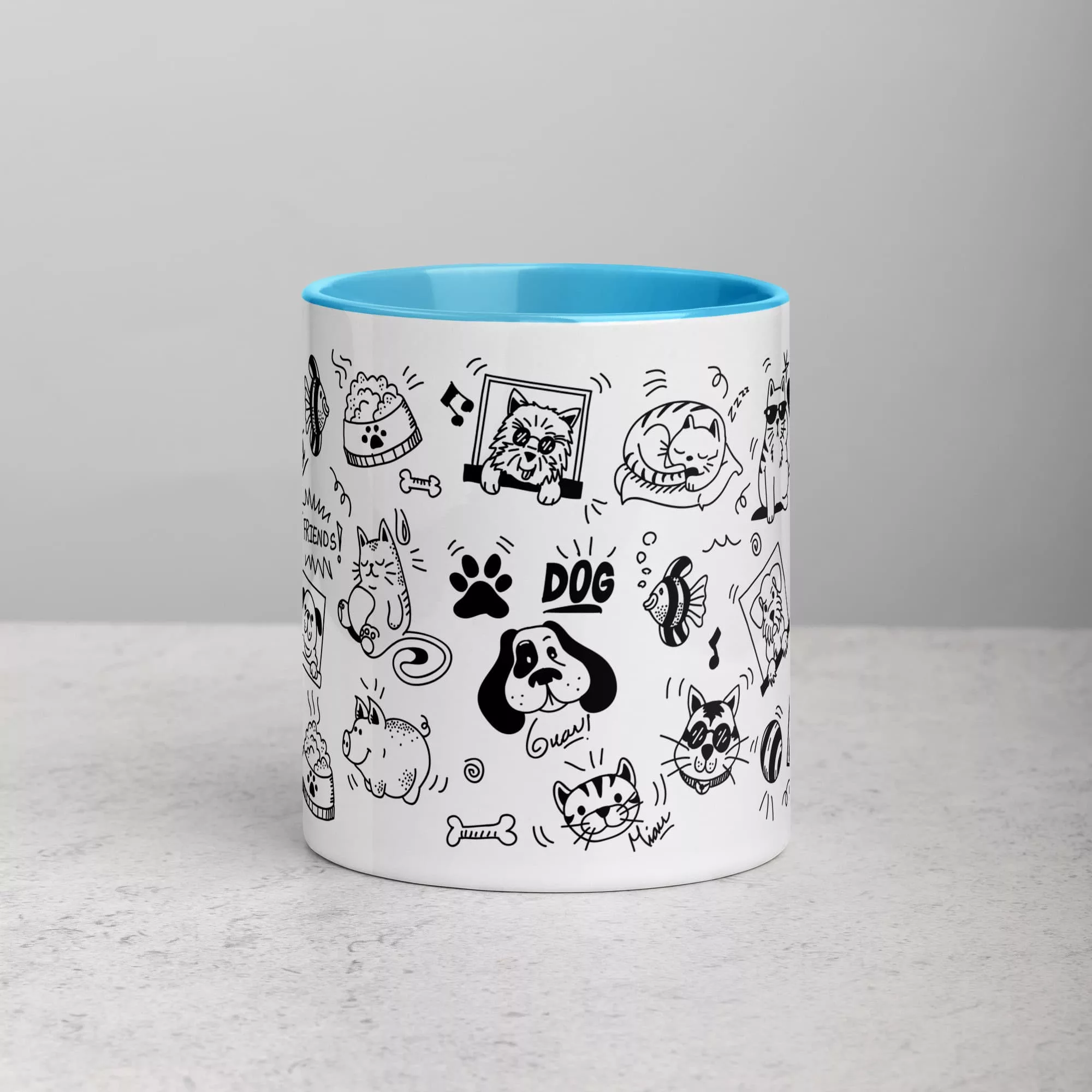 Taza Mascotas Color Interior Azul 11Oz Front - Supertazas taza mascotas color interior azul 11oz front | Supertazas