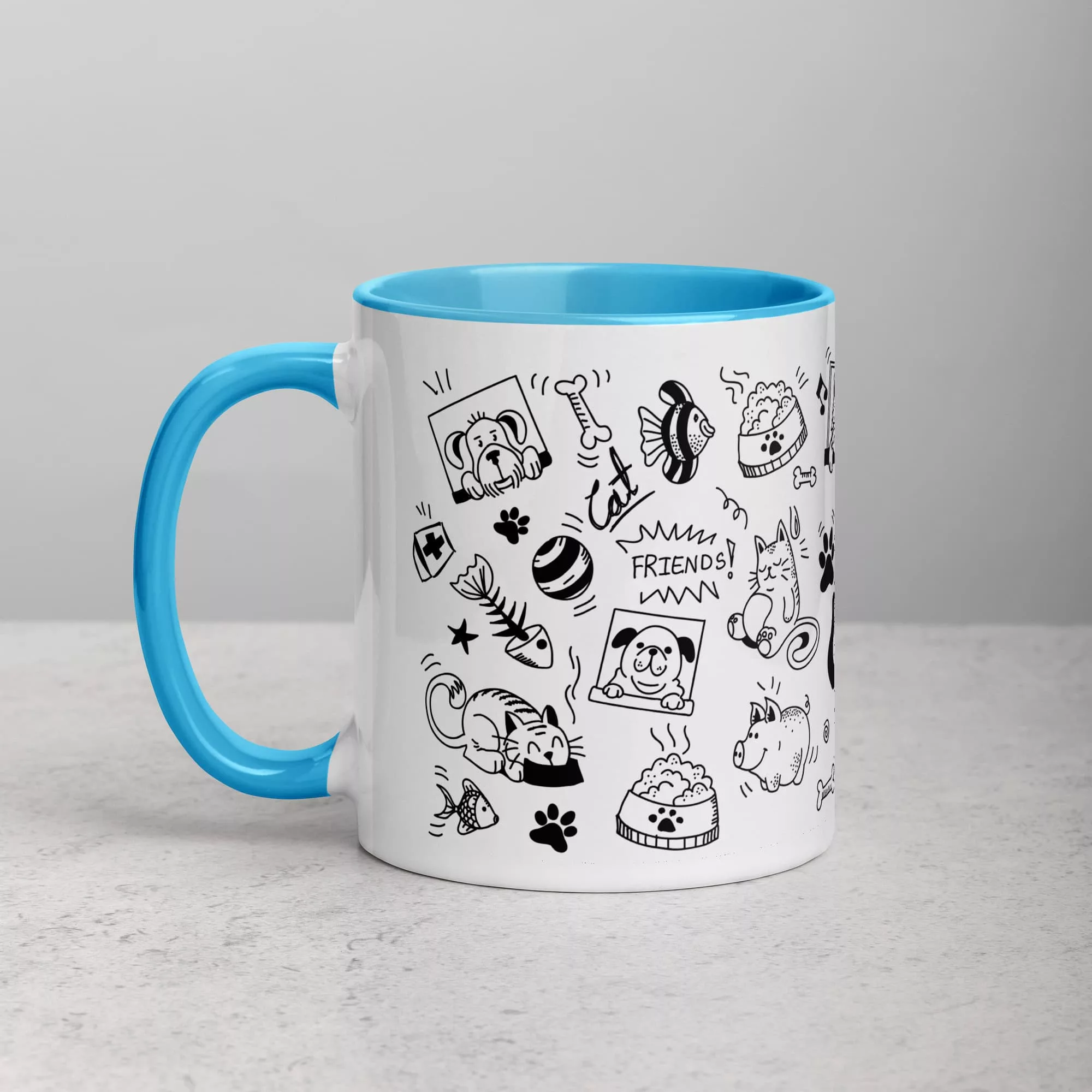 Taza Mascotas Color Interior Azul 11Oz Left - Supertazas taza mascotas color interior azul 11oz left | Supertazas