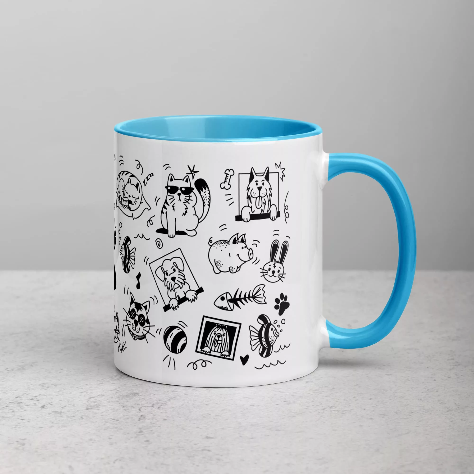 Taza Mascotas Color Interior Azul 11Oz Right - Supertazas taza mascotas color interior azul 11oz right | Supertazas