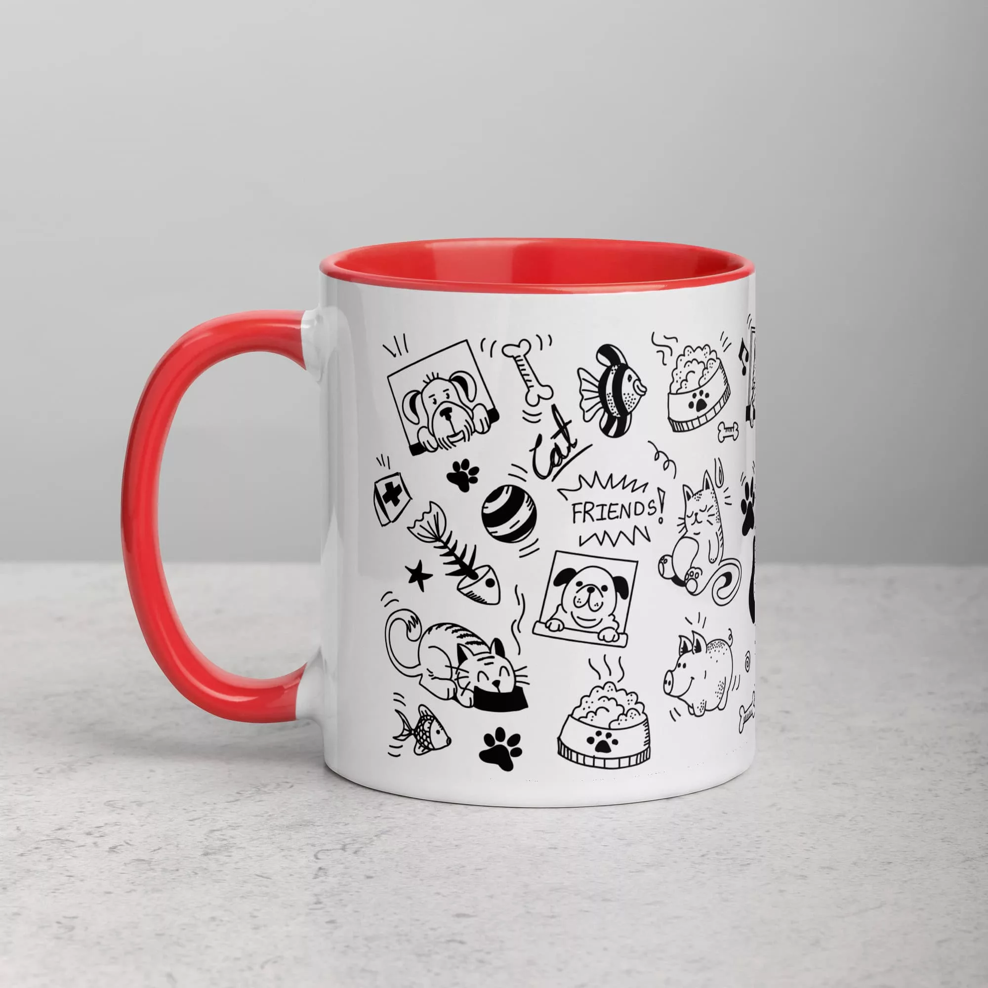 Taza Mascotas Color Interior Rojo 11Oz Left - Supertazas taza mascotas color interior rojo 11oz left | Supertazas