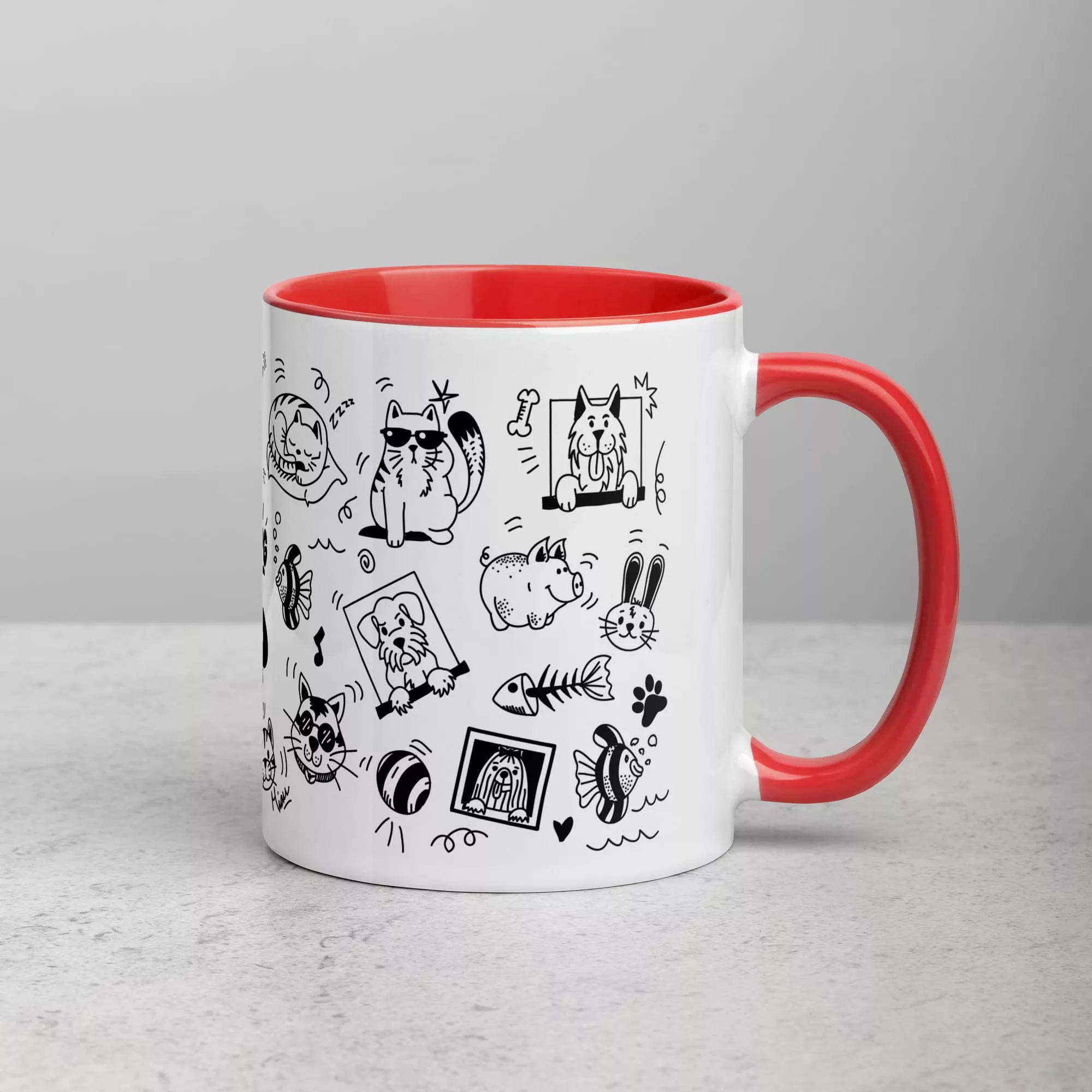 Taza Mascotas Color Interior Rojo 11Oz Right - Supertazas taza mascotas color interior rojo 11oz right | Supertazas