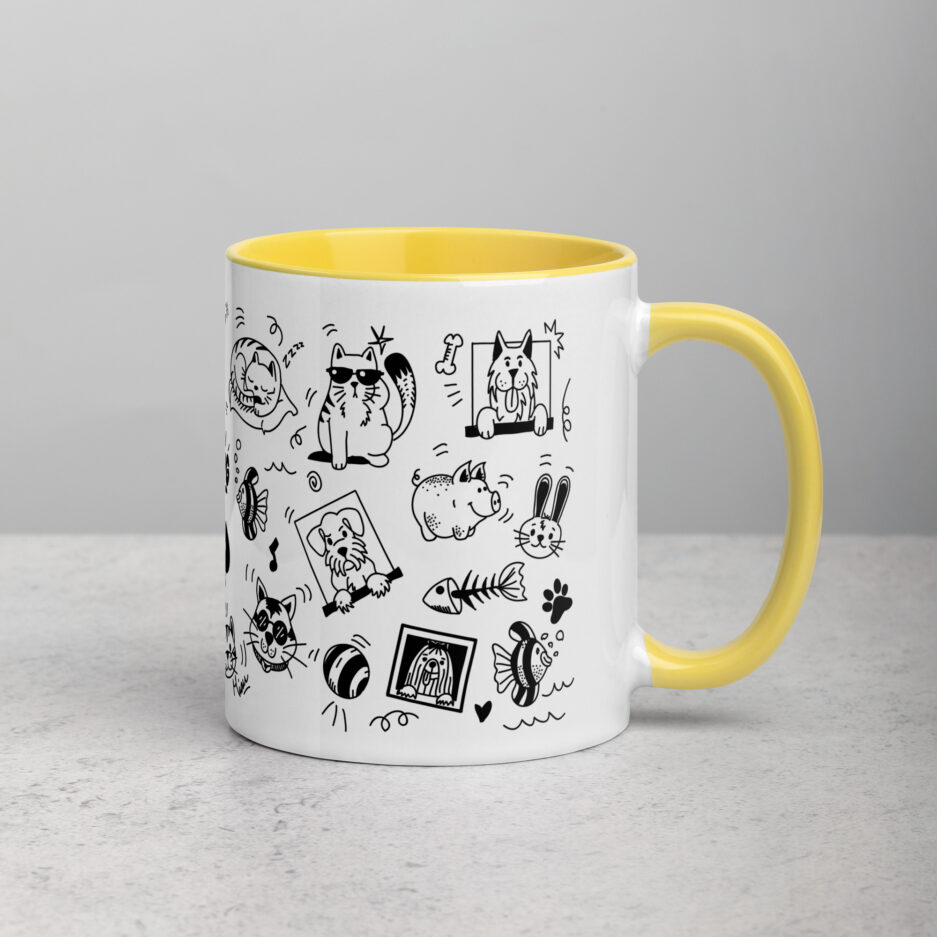 white ceramic mug with color inside yellow 11oz right 63ca79b1e5f97