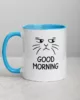 taza gato good moorning color interior azul 11oz left | Supertazas