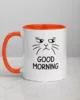 taza gato good moorning color interior naranja 11oz left | Supertazas