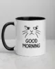 taza gato good moorning color interior negro 11oz left | Supertazas