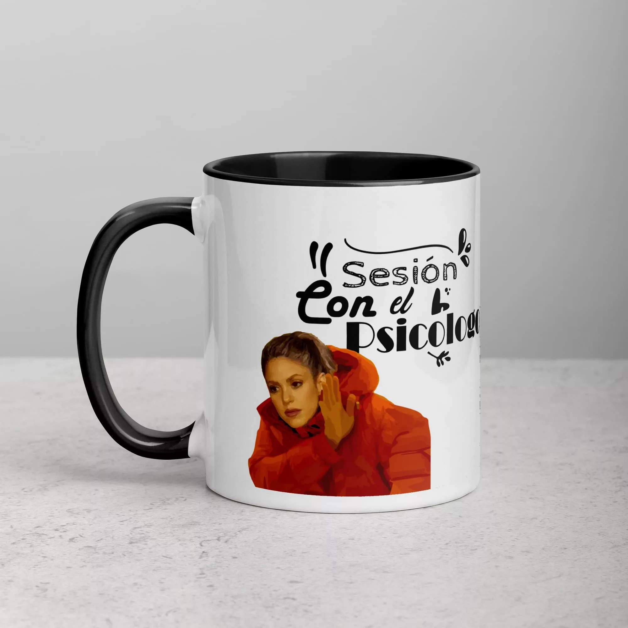 taza meme shakira sesion com bizarrap color interior negro 11oz left | Supertazas