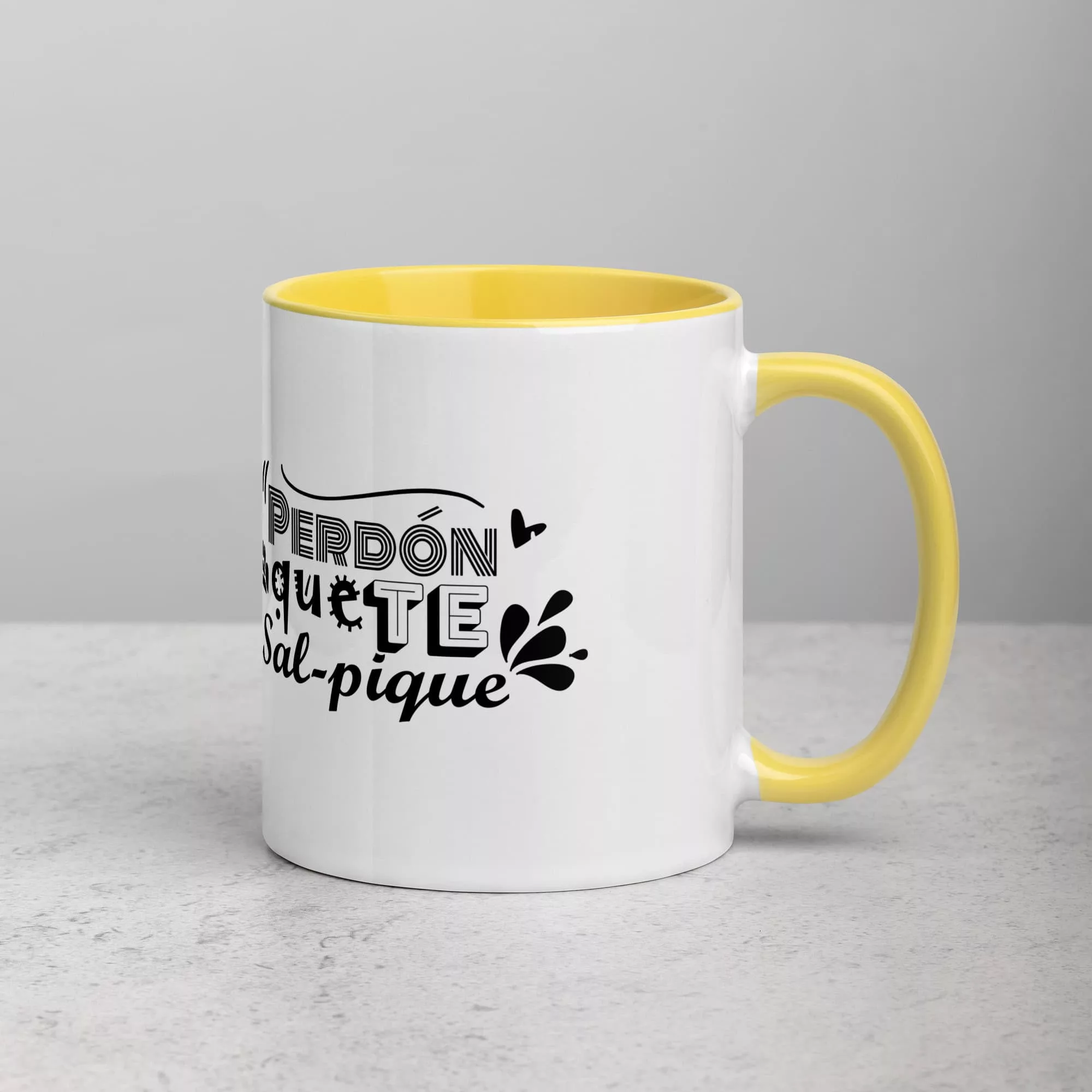 taza shakira perdon que te sal pique color interior amarillo 11oz right | Supertazas