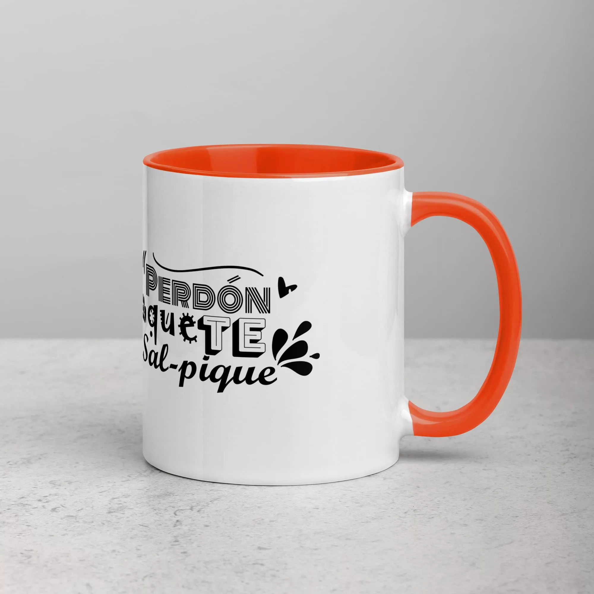 taza shakira perdon que te sal pique color interior naranja 11oz right | Supertazas