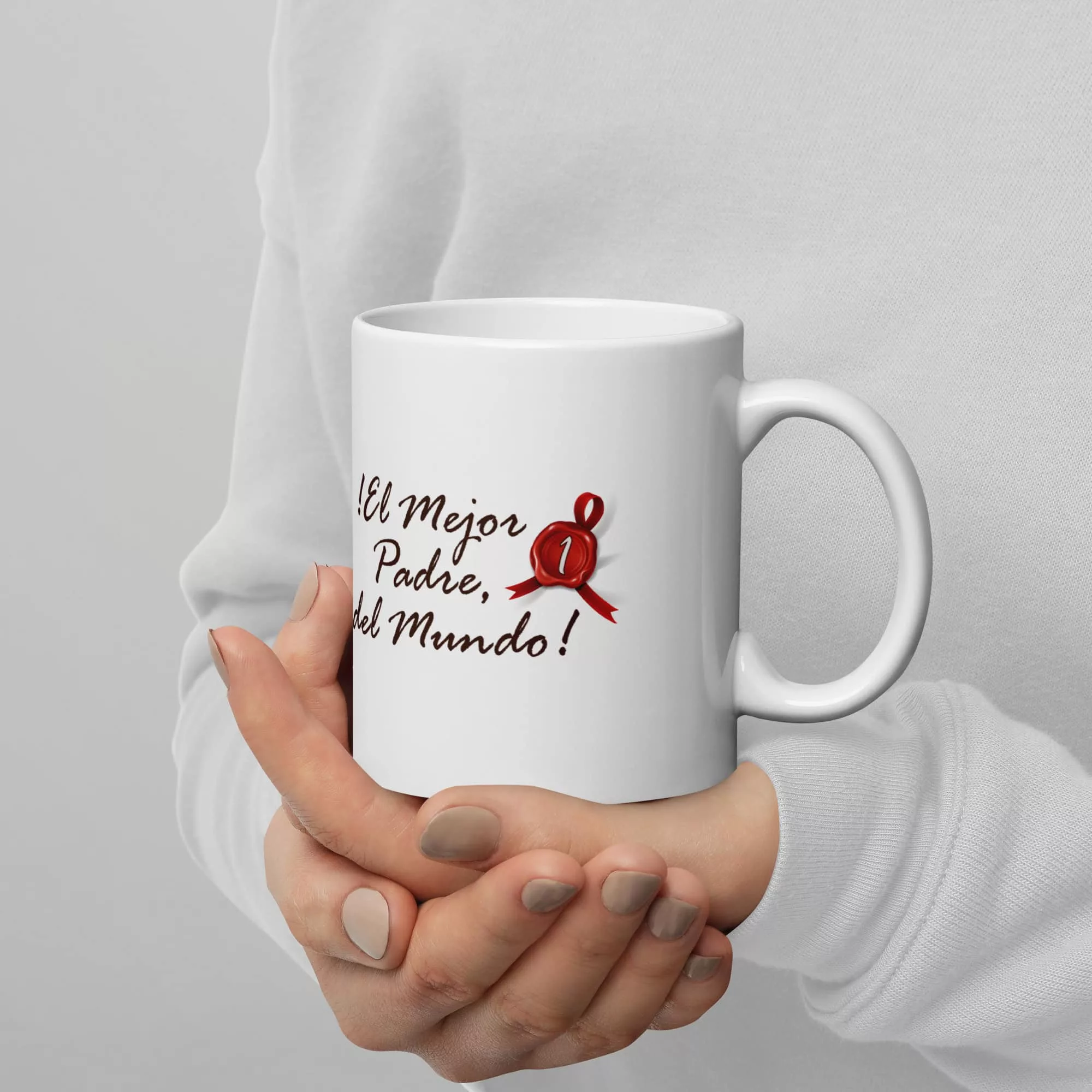 Taza El Mejor Padre Del Mundo Blanca Brillante Blanco 11Oz Right - Supertazas taza el mejor padre del mundo blanca brillante blanco 11oz right | Supertazas
