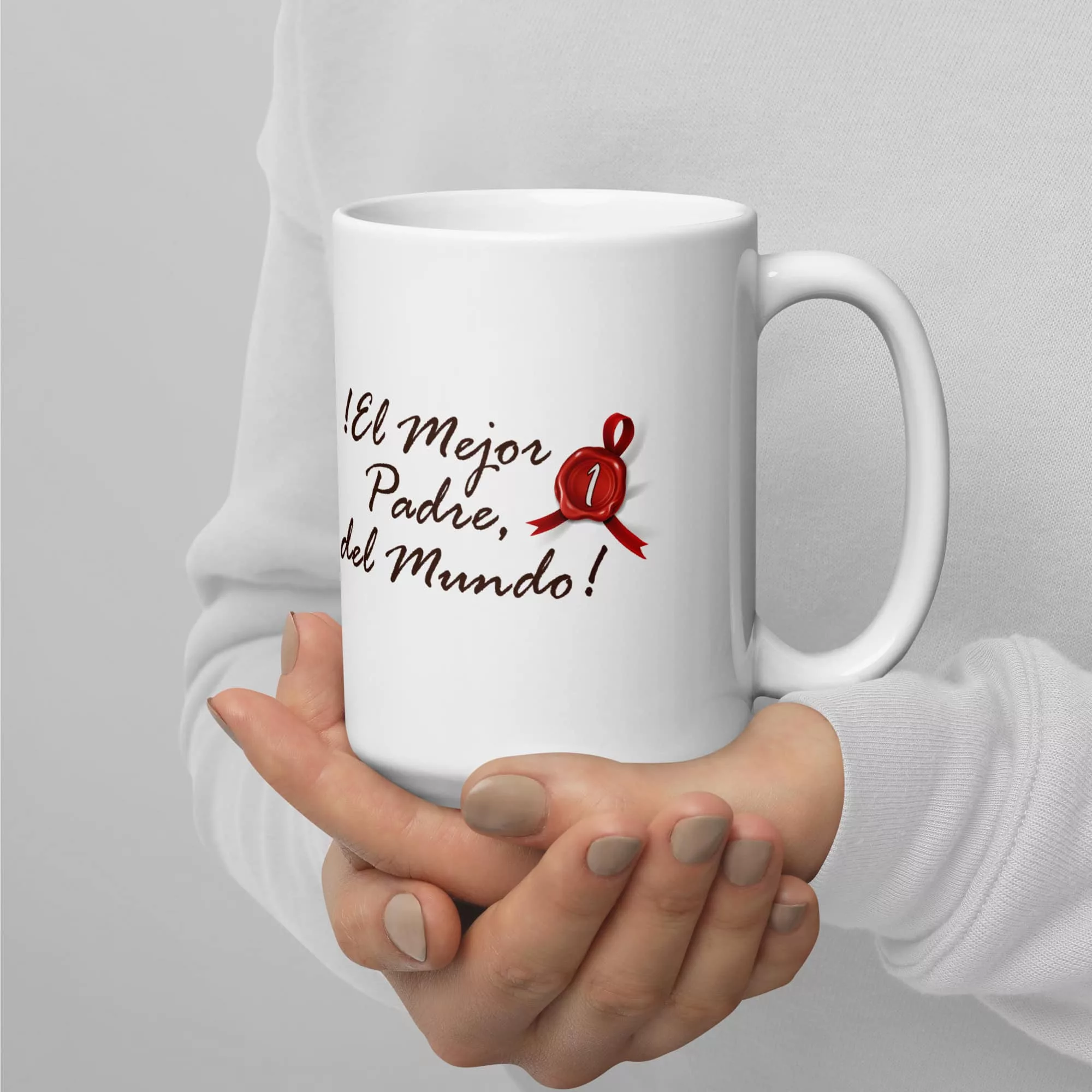 Taza El Mejor Padre Del Mundo Blanca Brillante Blanco 15Oz Right - Supertazas taza el mejor padre del mundo blanca brillante blanco 15oz right | Supertazas