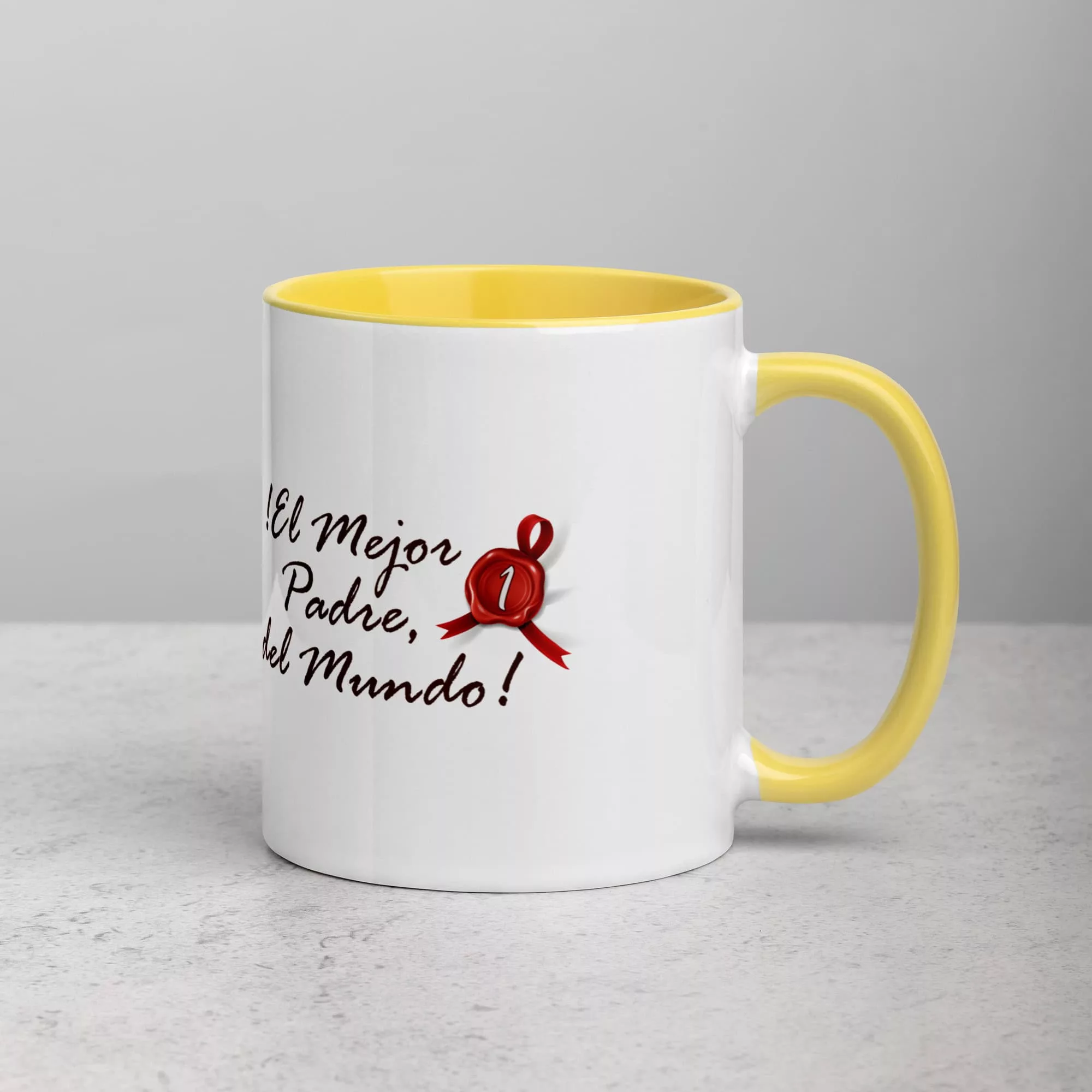 Taza El Mejor Padre Del Mundo Color Interior Amarillo 11Oz Right - Supertazas taza el mejor padre del mundo color interior amarillo 11oz right | Supertazas
