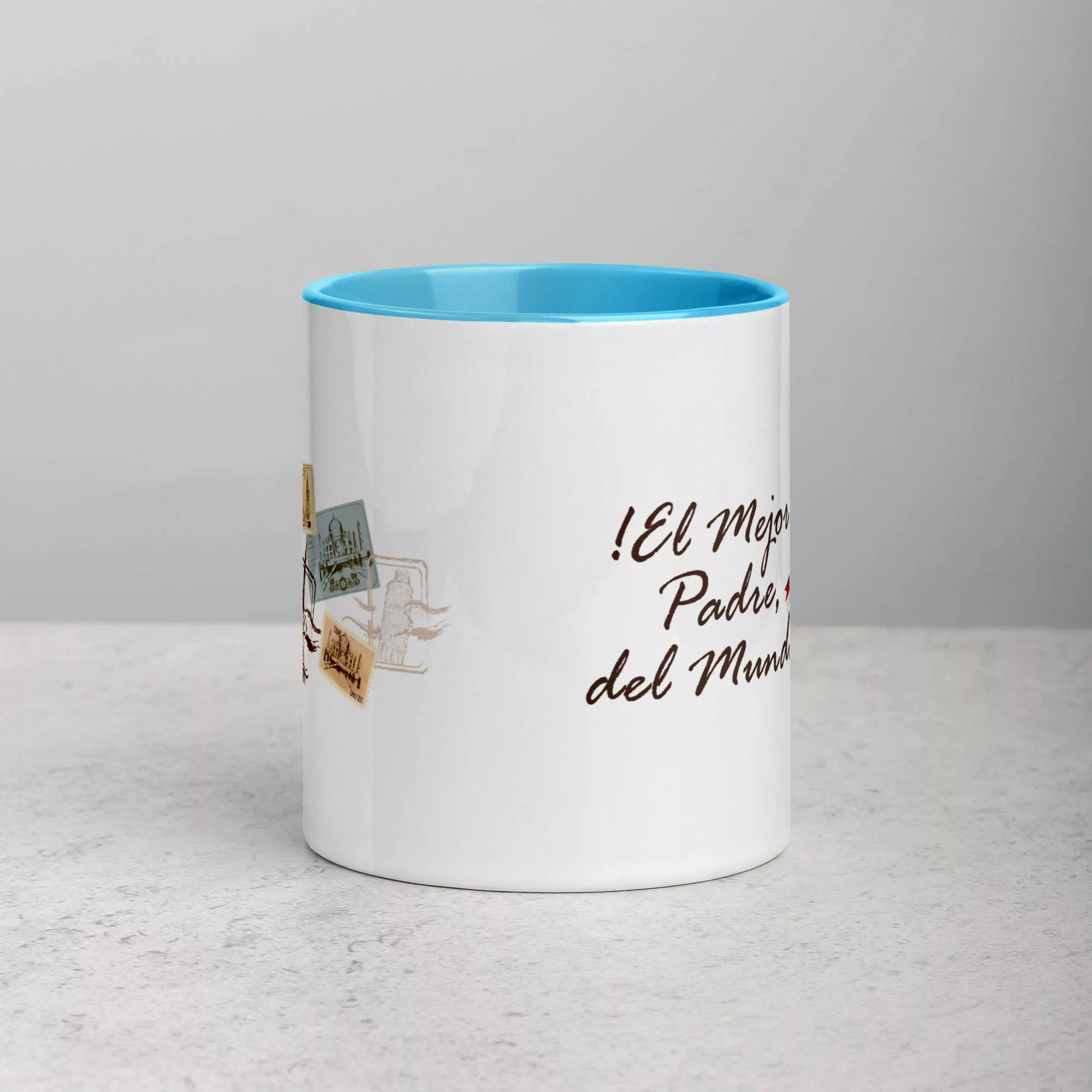 Taza El Mejor Padre Del Mundo Color Interior Azul 11Oz Front - Supertazas taza el mejor padre del mundo color interior azul 11oz front | Supertazas