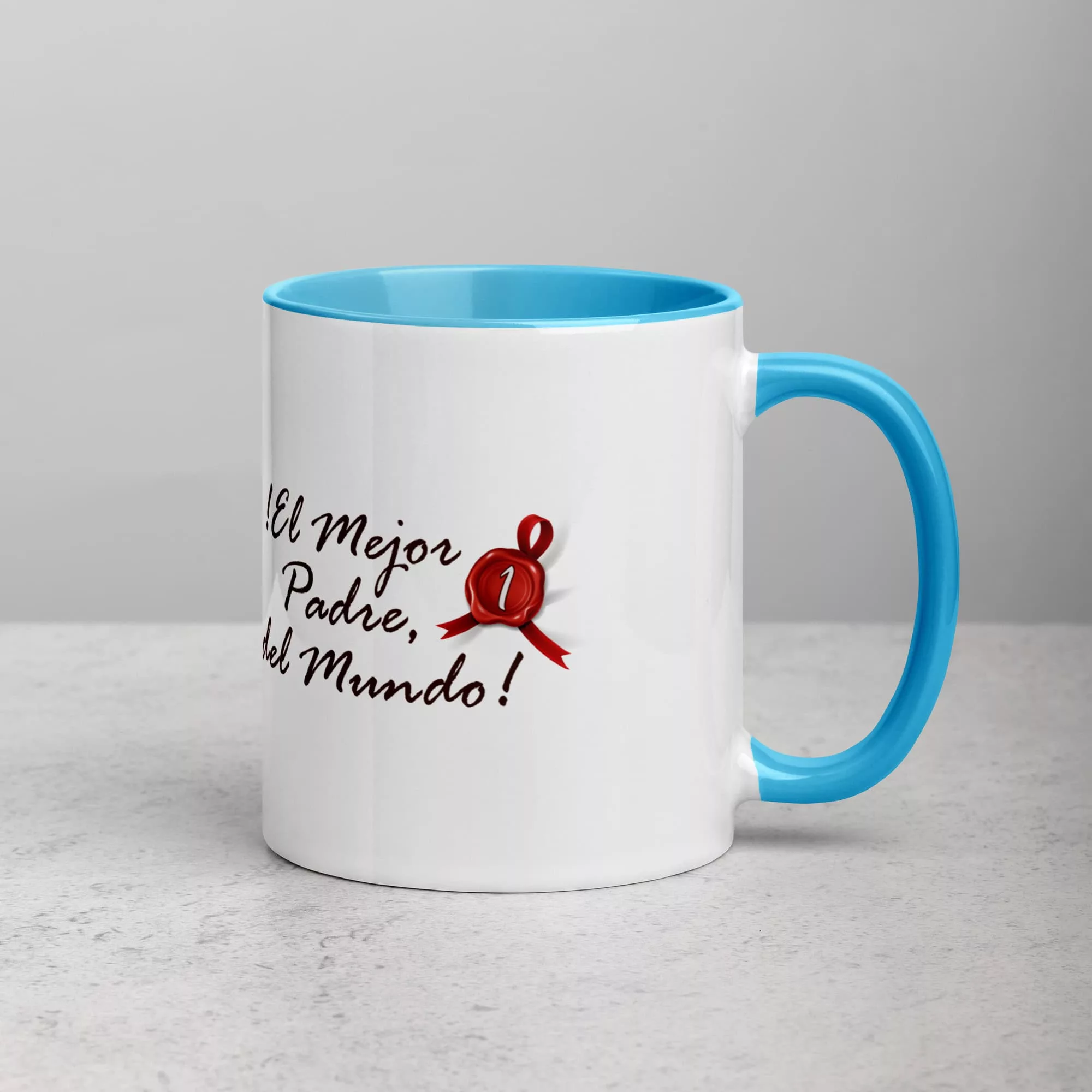 Taza El Mejor Padre Del Mundo Color Interior Azul 11Oz Right - Supertazas taza el mejor padre del mundo color interior azul 11oz right | Supertazas