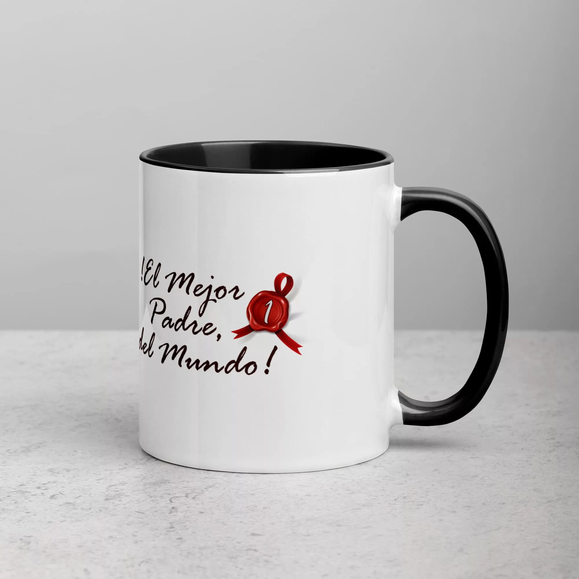 Taza El Mejor Padre Del Mundo Color Interior Negro 11Oz Right - Supertazas taza el mejor padre del mundo color interior negro 11oz right | Supertazas