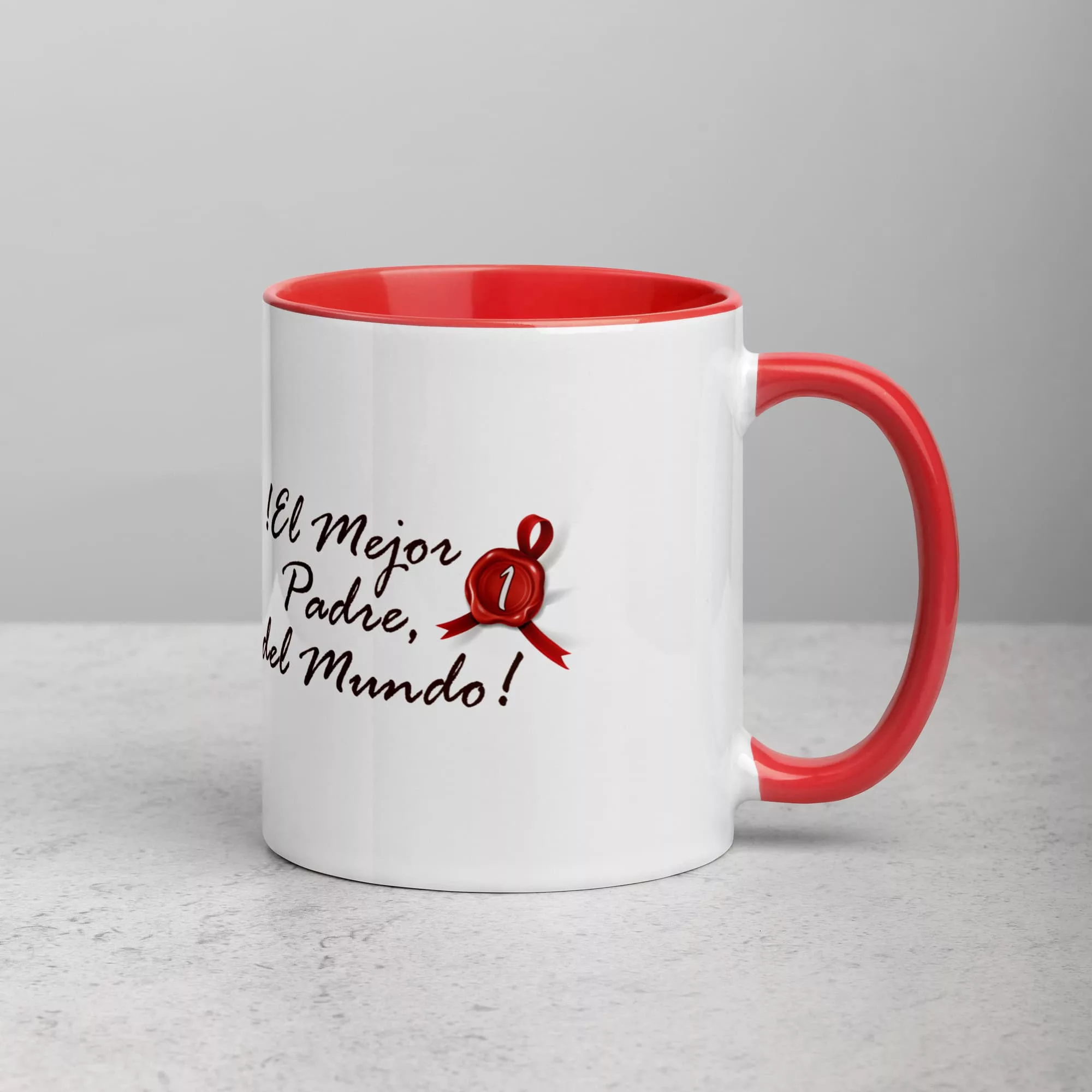 Taza El Mejor Padre Del Mundo Color Interior Rojo 11Oz Right - Supertazas taza el mejor padre del mundo color interior rojo 11oz right | Supertazas