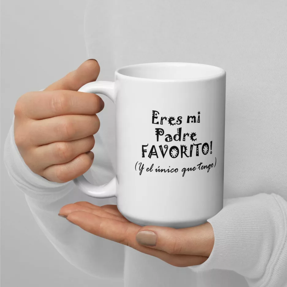 Taza Eres Mi Padre Favorito Y El Unico Blanca Brillante Blanco 15Oz Left - Supertazas taza eres mi padre favorito y el unico blanca brillante blanco 15oz left | Supertazas