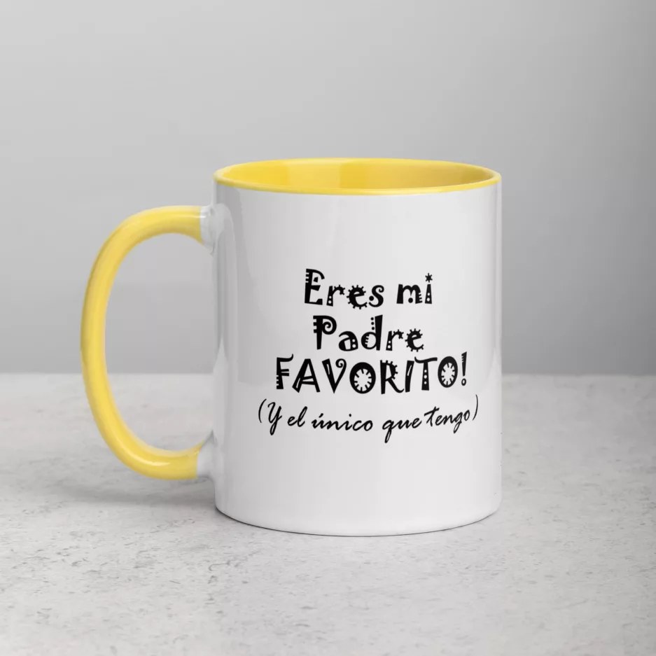 Taza Eres Mi Padre Favorito Y El Unico Color Interior Amarillo 11Oz Left - Supertazas taza eres mi padre favorito y el unico color interior amarillo 11oz left | Supertazas